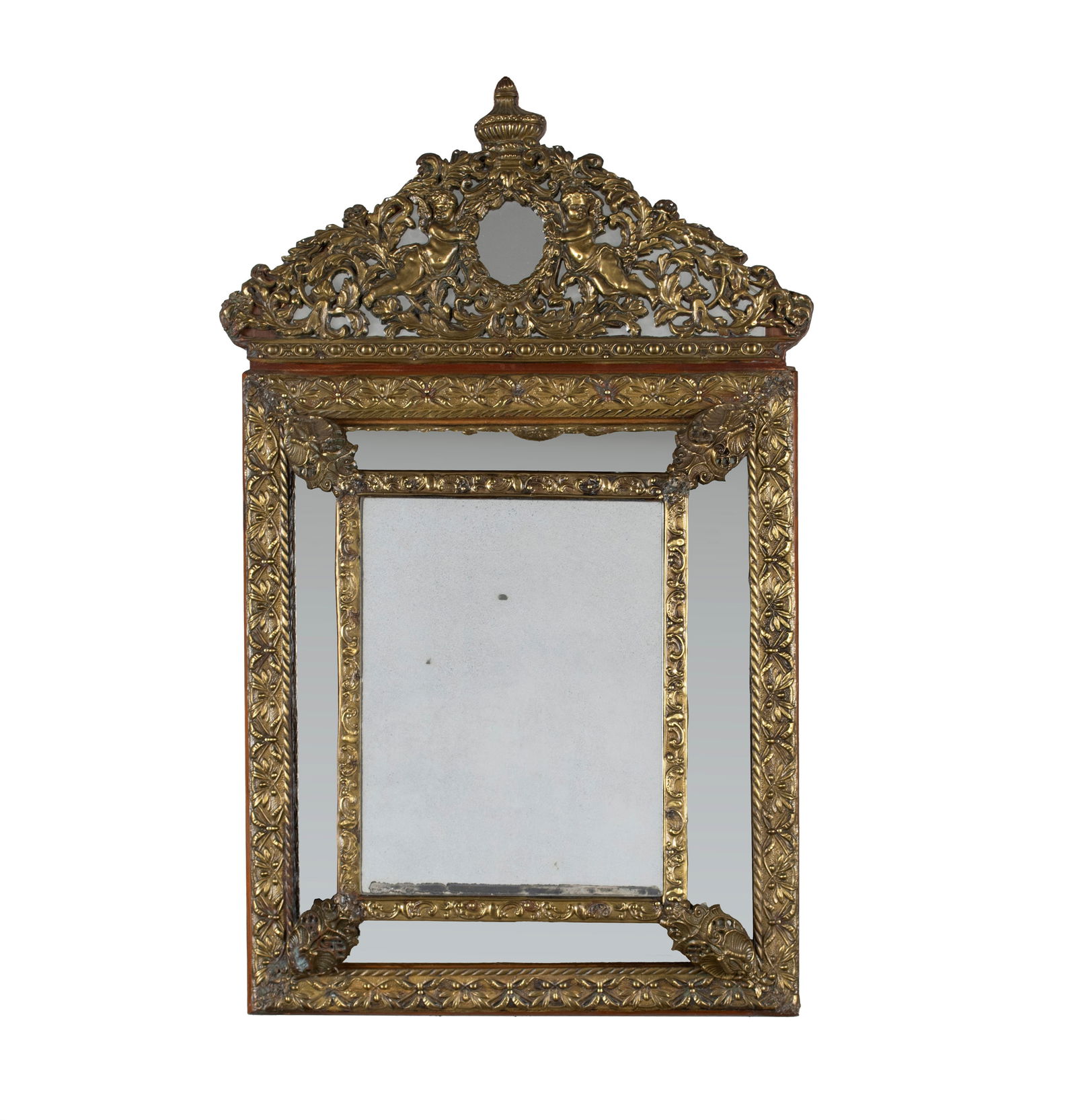 NAPOLEON III STYLE BRASS REPOUSSE WALL MIRROR (1 of 7)