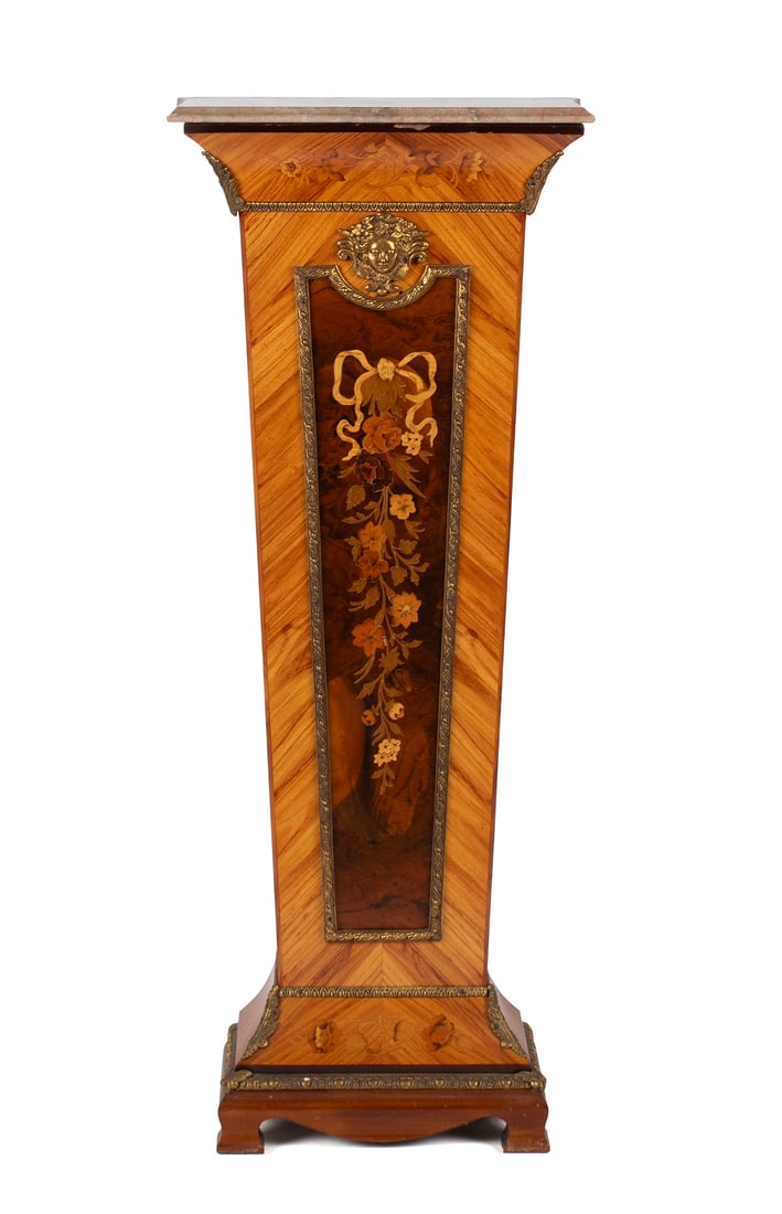 LOUIS XV STYLE MARBLE TOP PEDESTAL (1 of 9)