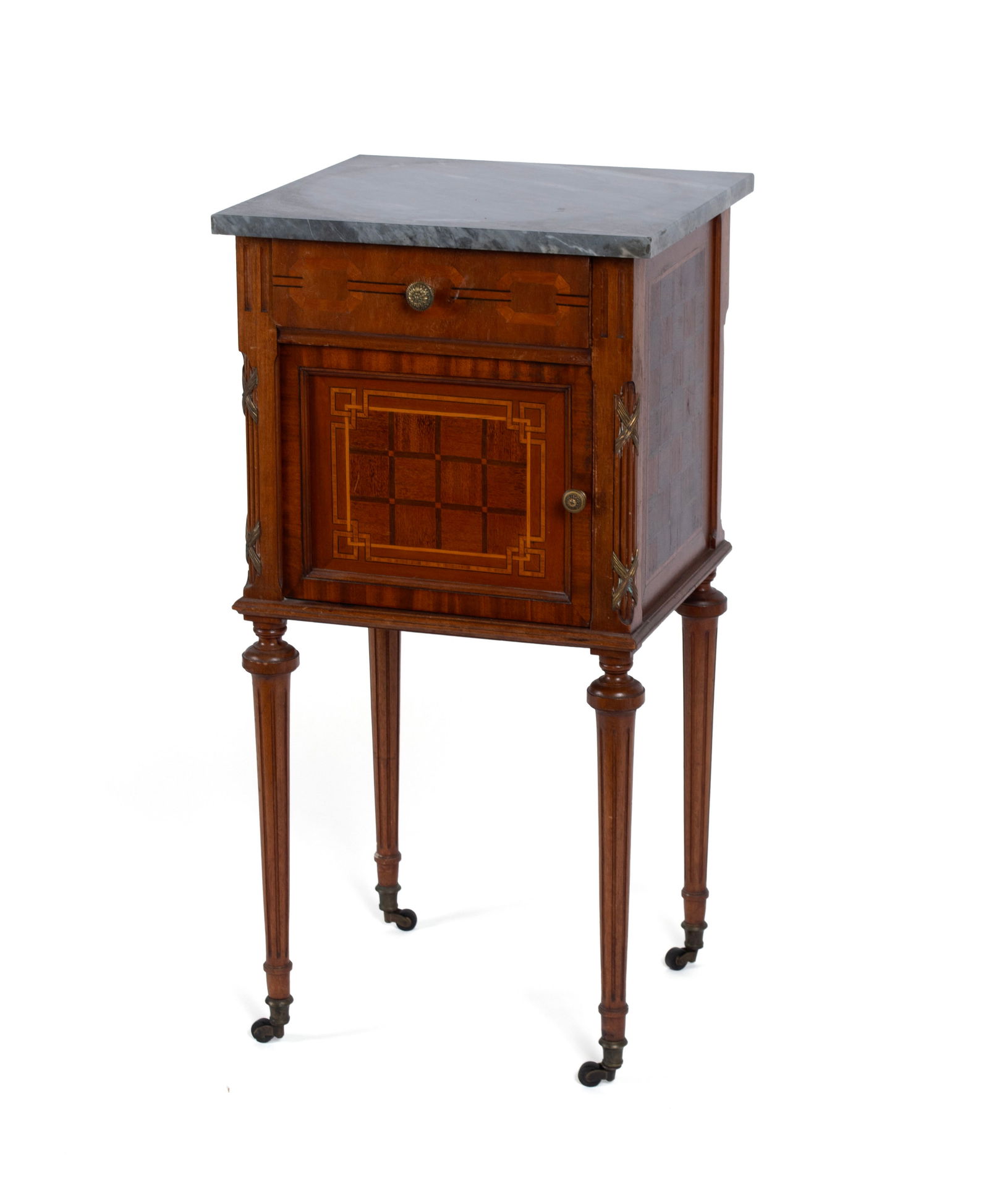 LOUIS XVI STYLE MARBLE TOP BEDSIDE COMMODE (1 of 10)