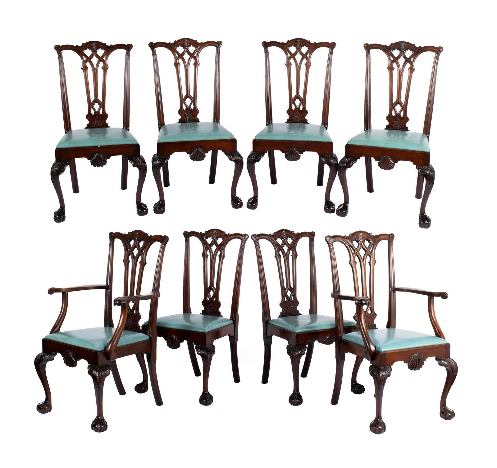 SET OF EIGHT CHIPPENDALE STYLE DINING CHAIRS (1 of 9)