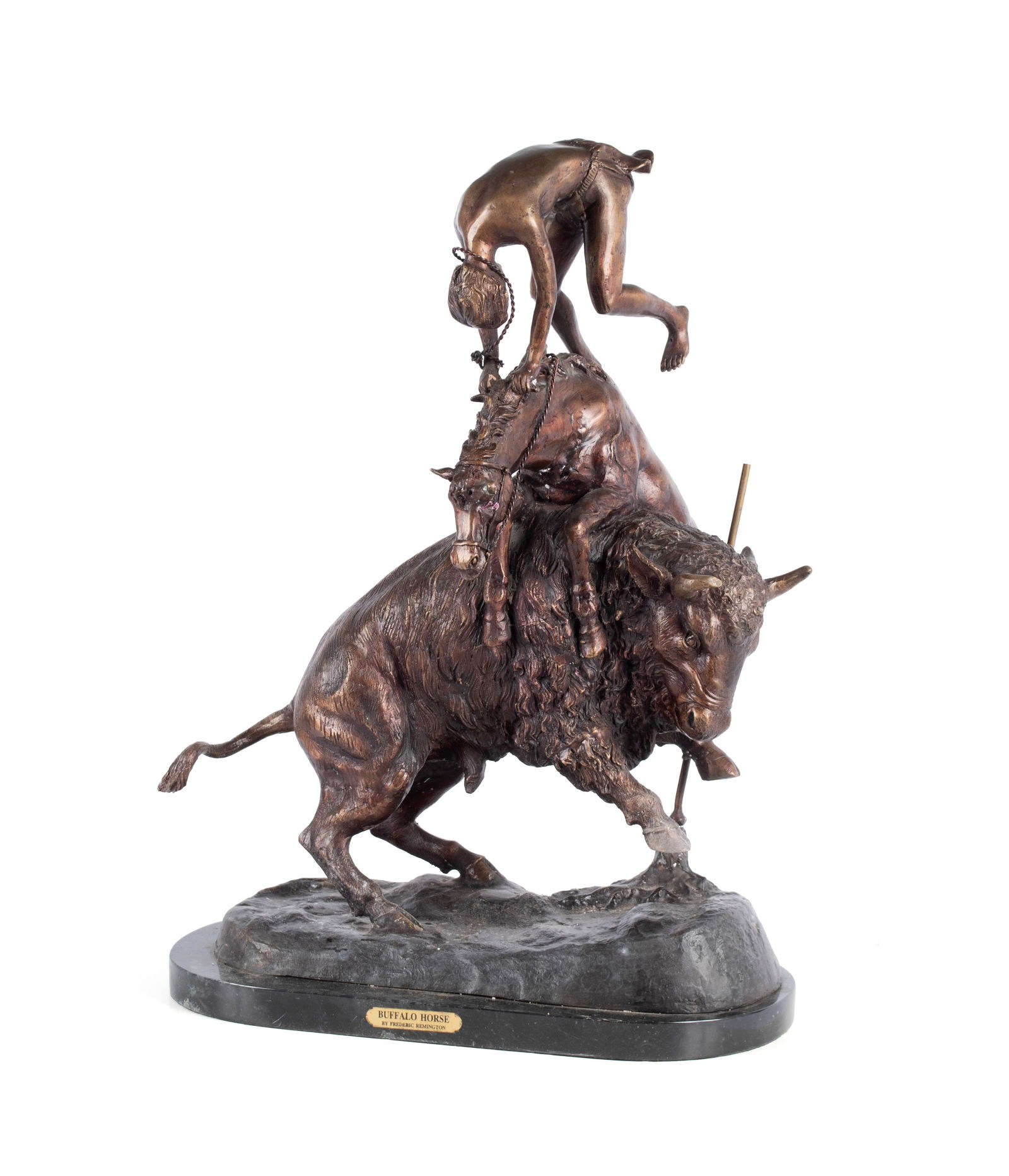 "BUFFALO HORSE" BRONZE AFTER FREDERIC REMINGTON (1 of 11)