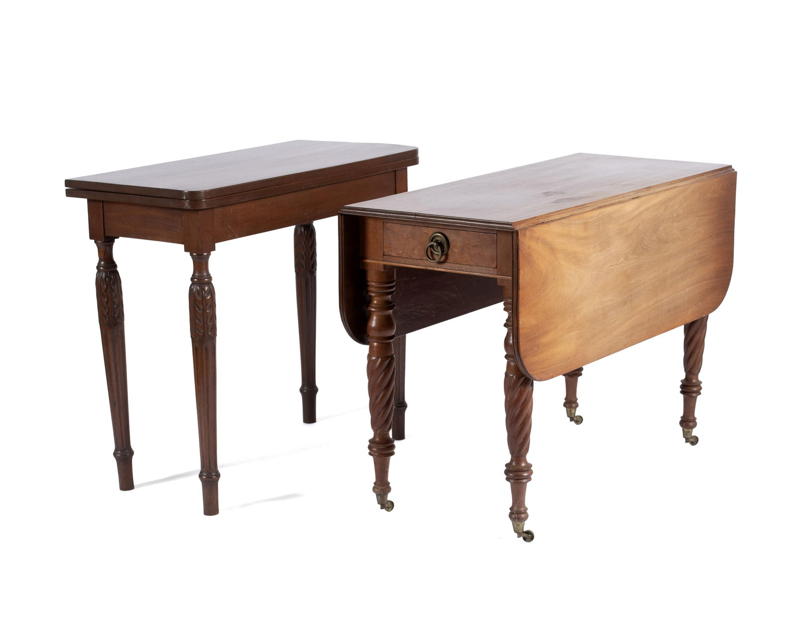 LATE FEDERAL DROP LEAF TABLE WITH A MAHOGANY GAME TABLE (1 of 20)