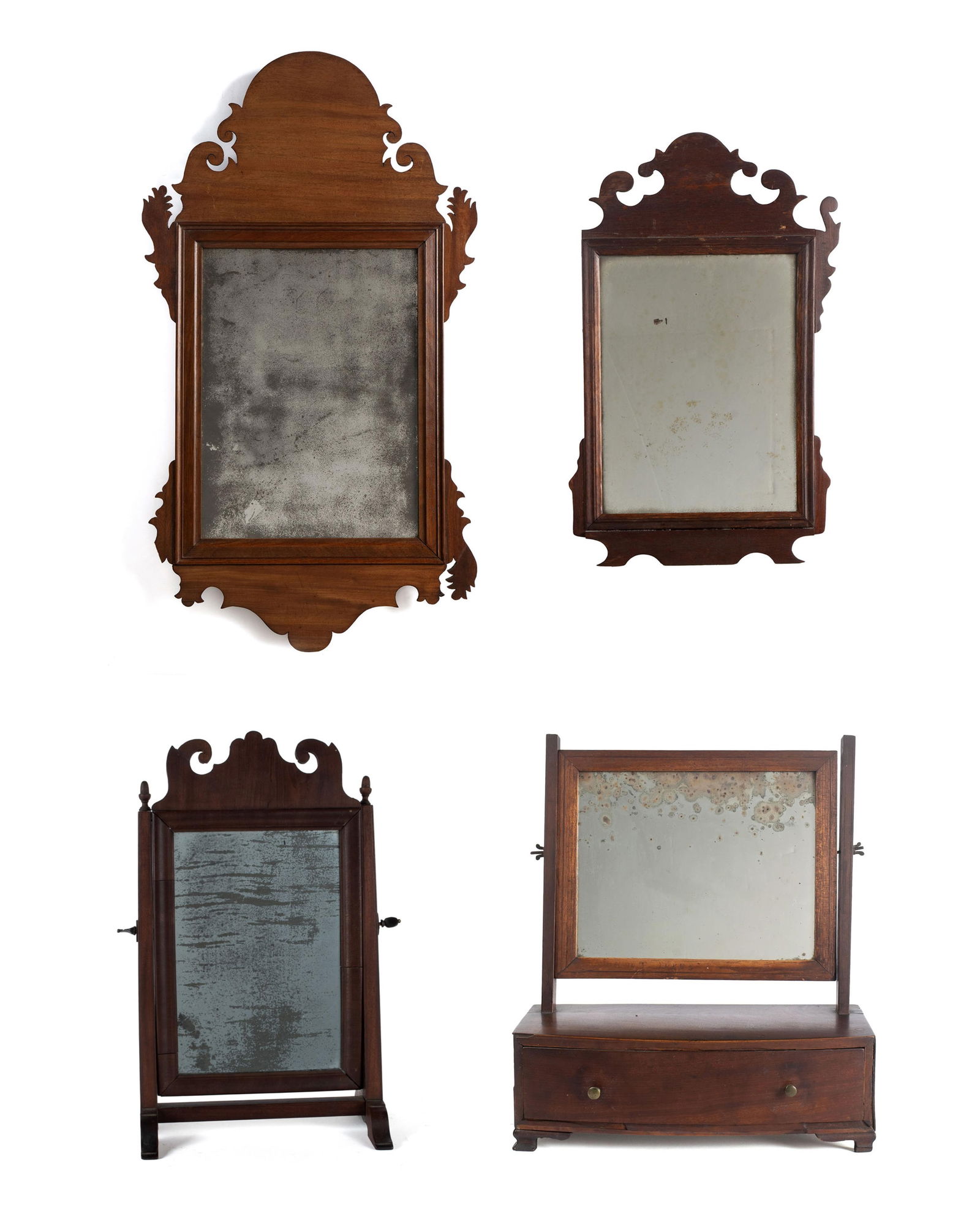 TWO DRESSER TOP SHAVING MIRRORS AND TWO CHIPPENDALE WALL MIRRORS (1 of 20)
