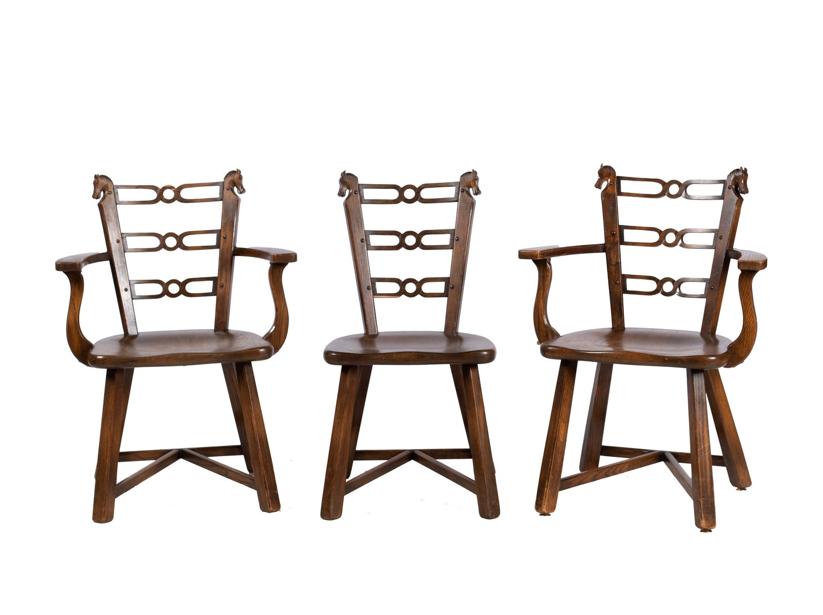 SET OF THREE ROMWEBER VIKING OAK CHAIRS (1 of 6)