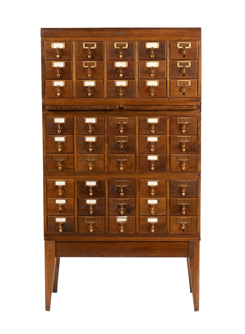 REMINGTON RAND LIBRARY BUREAU CARD CATALOG AND BOX (1 of 17)