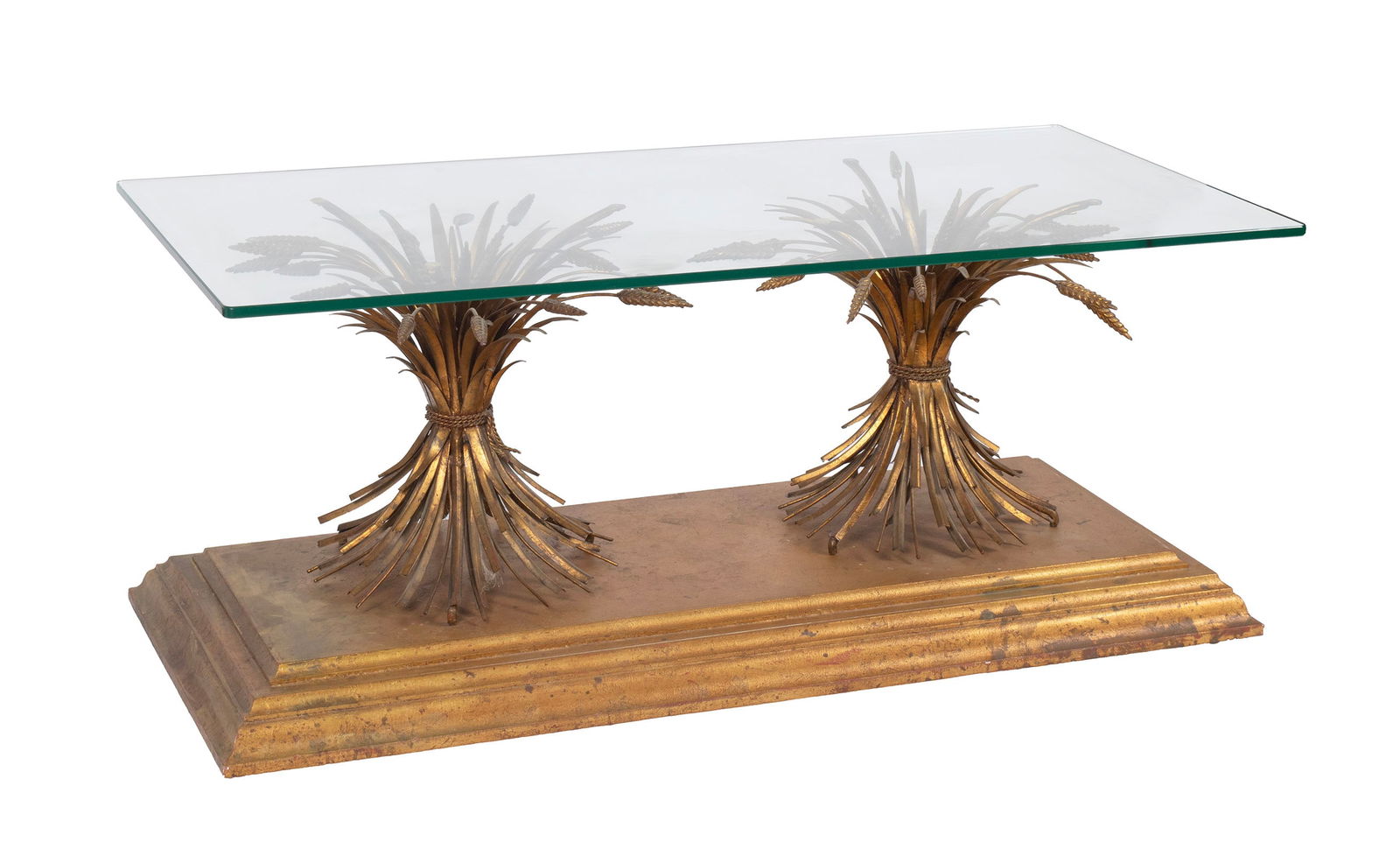 GLASS TOP WHEAT COFFEE TABLE - 2