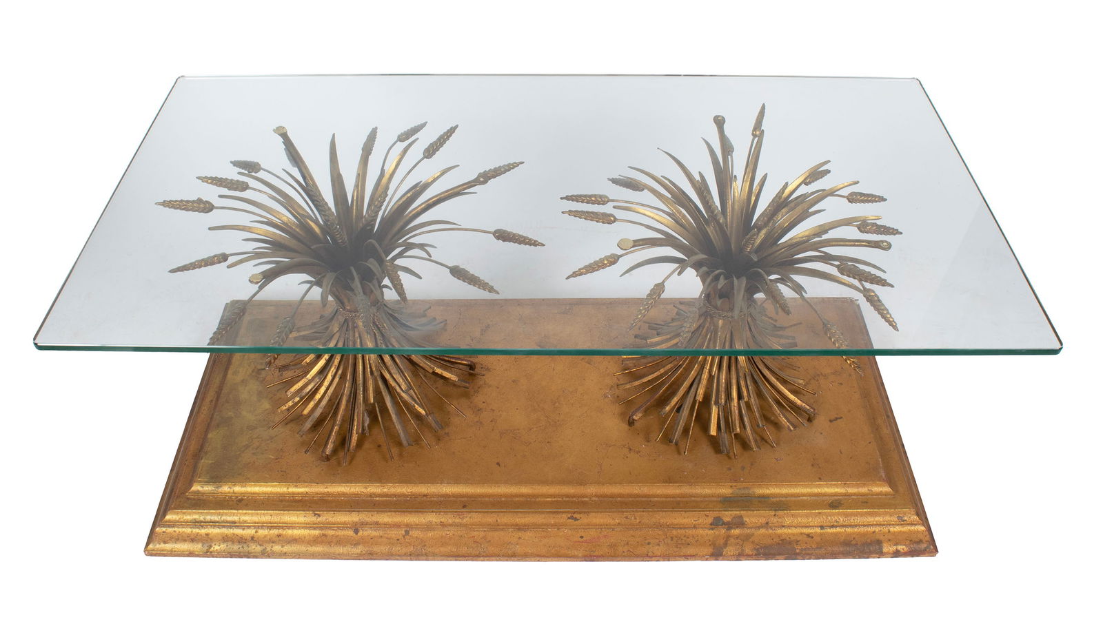 GLASS TOP WHEAT COFFEE TABLE - 3