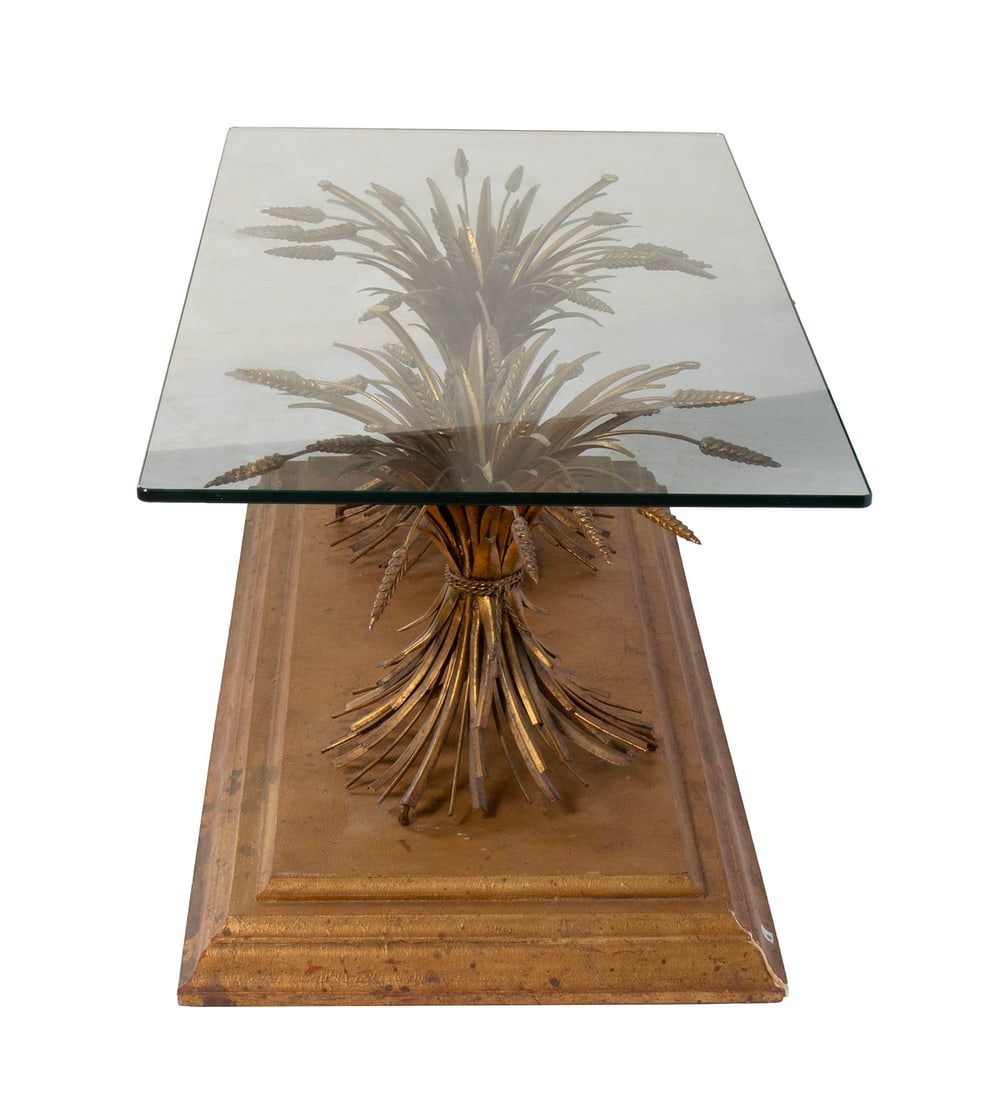 GLASS TOP WHEAT COFFEE TABLE - 4