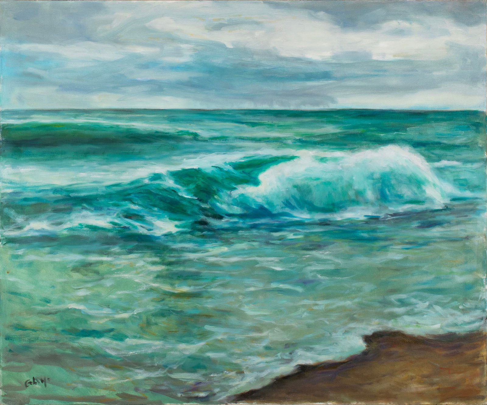 VIRGINIA 'TITO' GAY (AMERICAN (ST. LOUIS), 1932-2024): Virginia 'Tito' Gay American (St. Louis), 1932-2024 Roller Oil on canvas Signed lower left. Seascape, unframed. 30 x 36 in. (76.2 x 91.4 cm.)