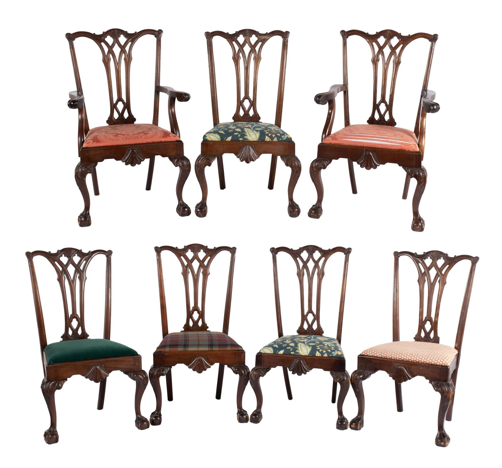 SET OF SEVEN CHIPPENDALE STYLE DINING CHAIRS (1 of 15)