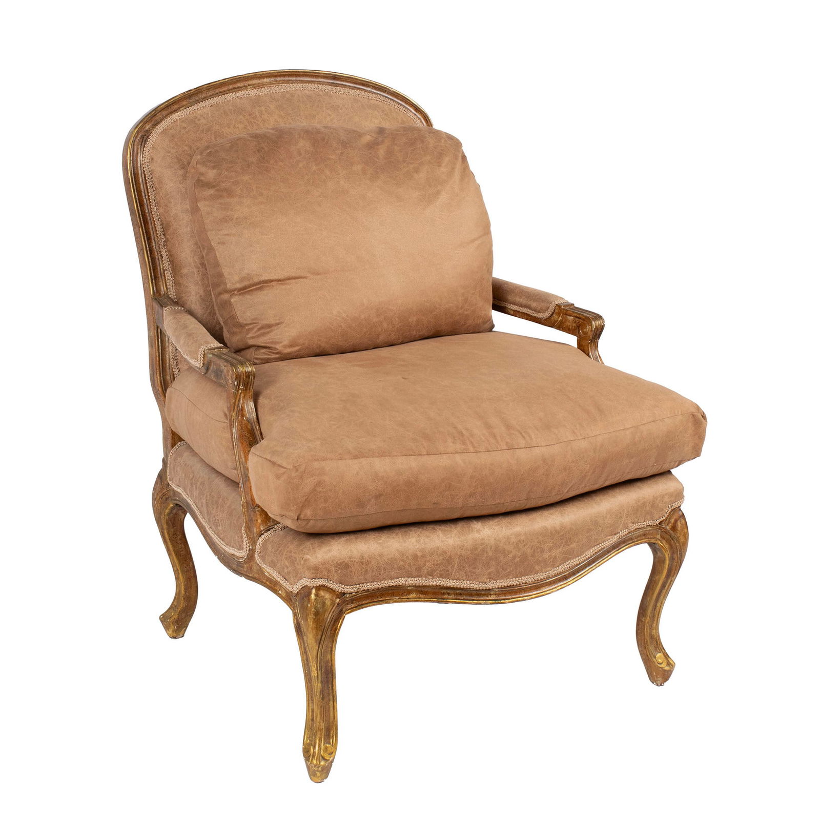 LOUIS XV STYLE GILTWOOD UPHOLSTERED ARMCHAIR (1 of 8)