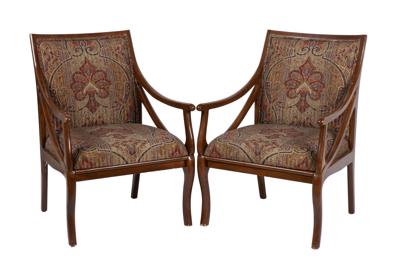 PAIR OF UPHOLSTERED ARMCHAIRS (1 of 6)