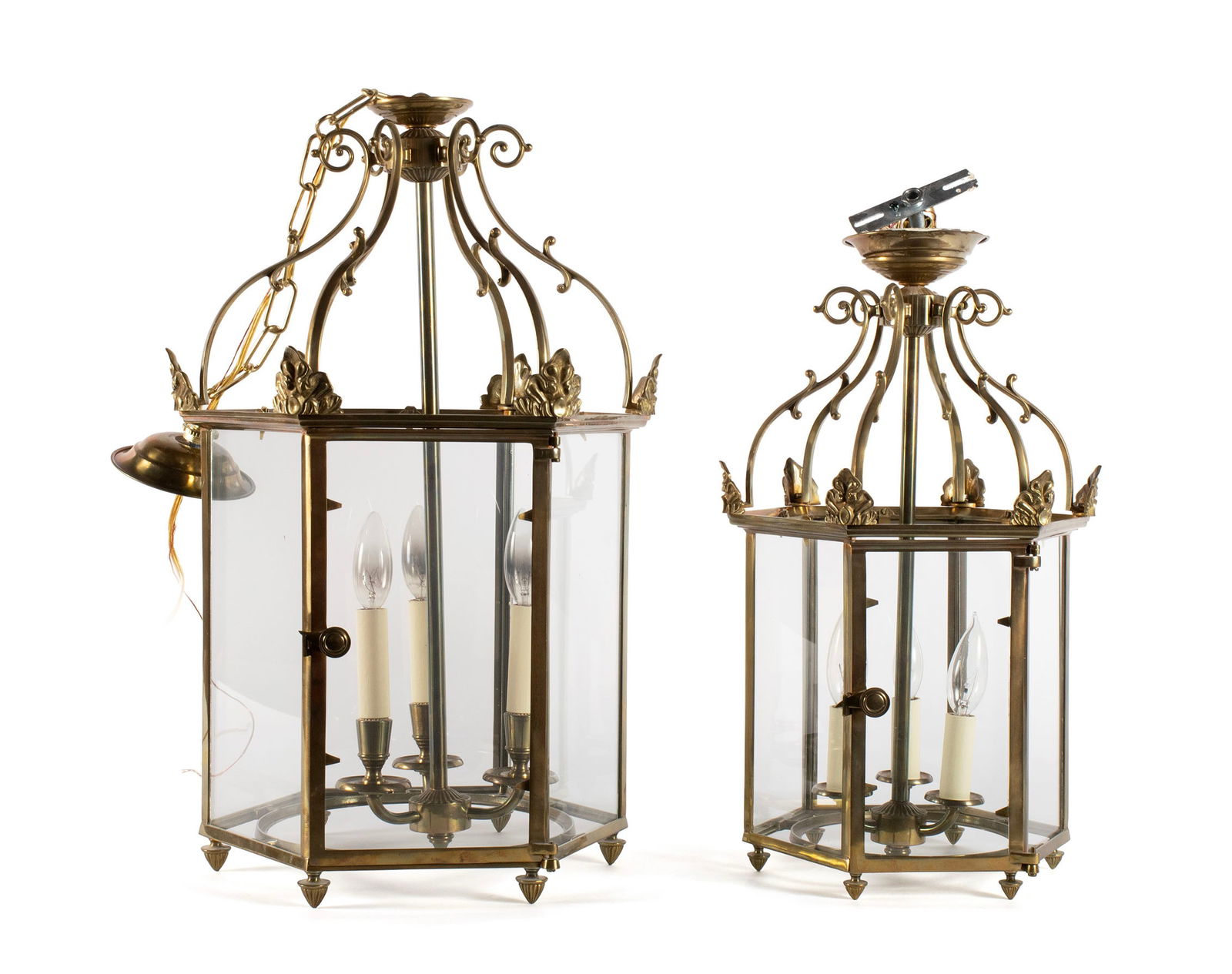TWO MODERN BRASS LIGHT FIXTURES (1 of 8)