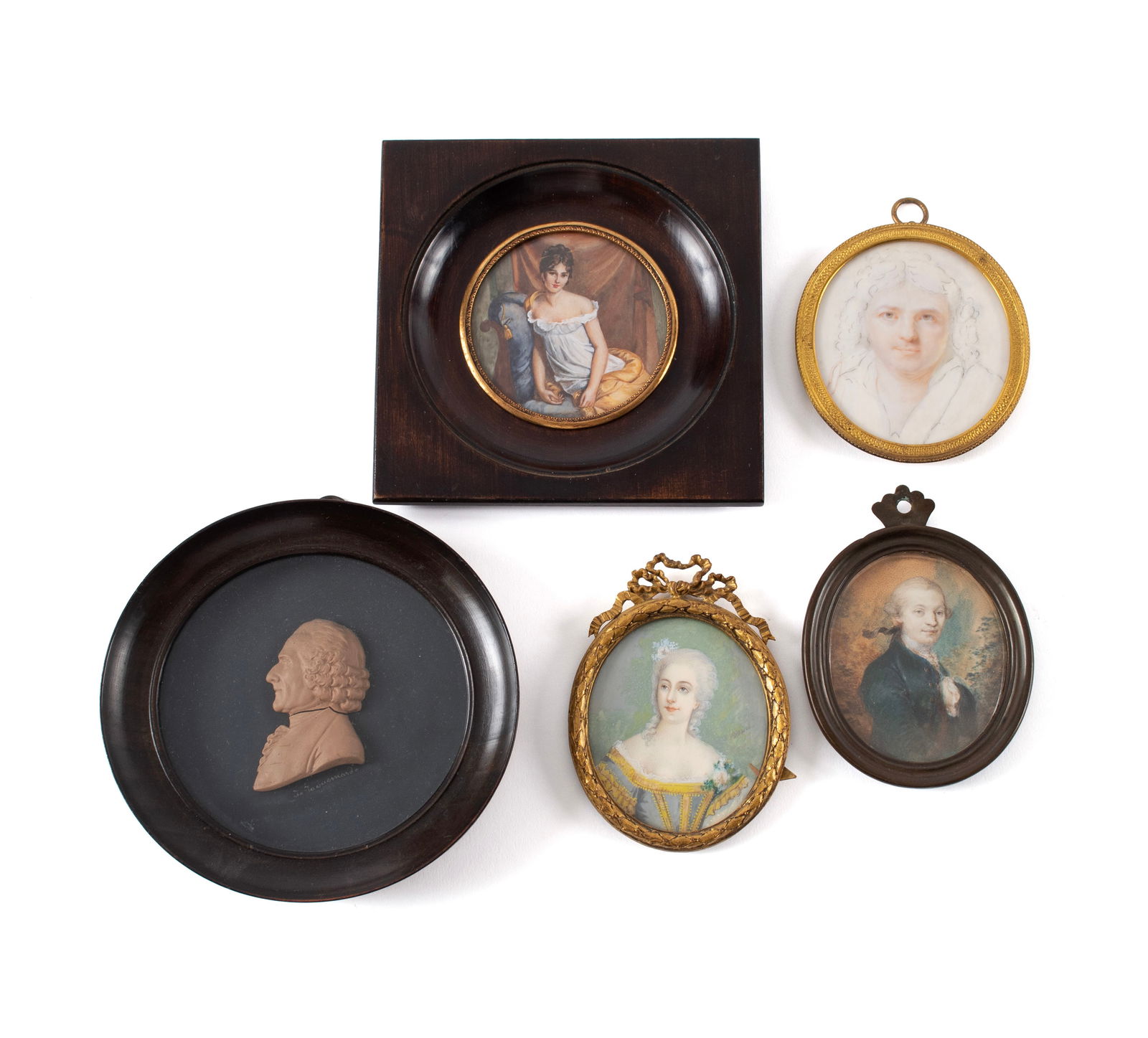 FOUR MINIATURE PORTRAITS AND A SILHOUETTE (1 of 9)