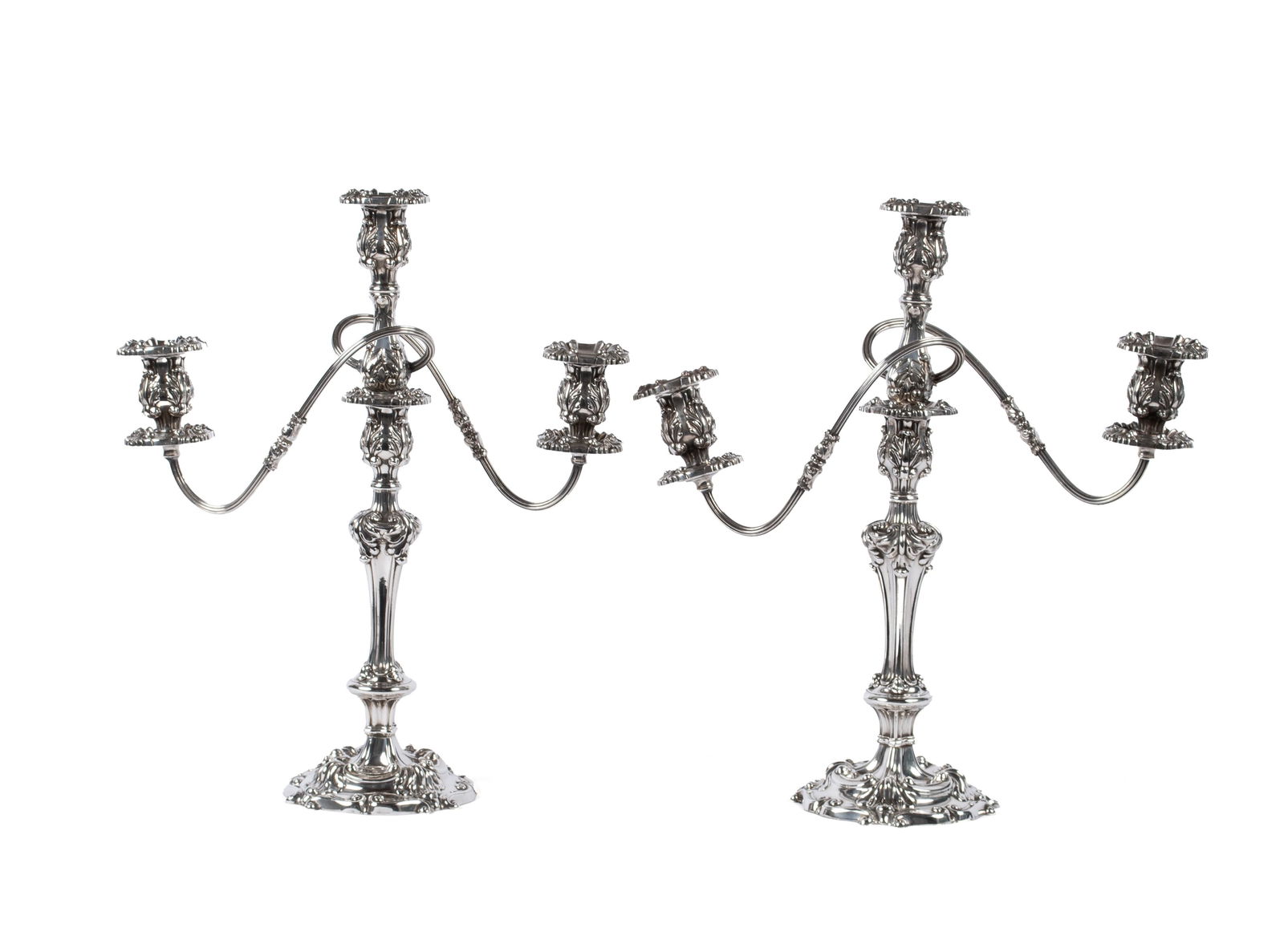 PAIR OF REED & BARTON THREE LIGHT CANDELABRAS (1 of 7)