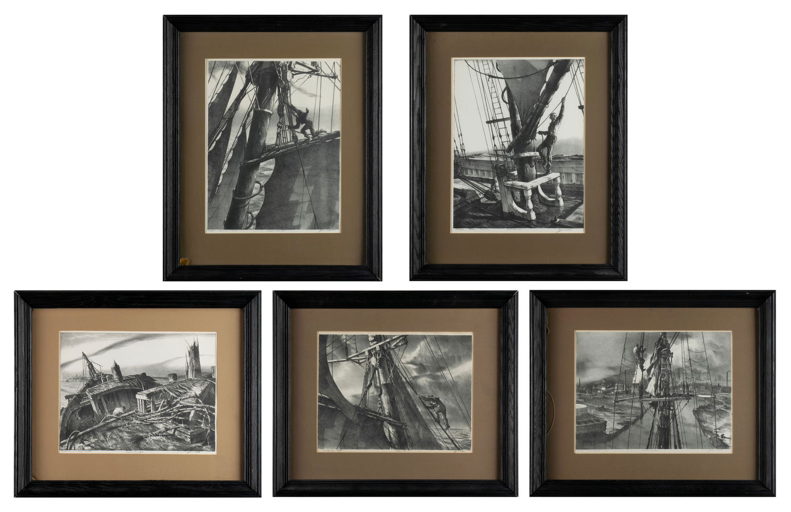 JOHN NOBLE (AMERICAN, 1874-1934), 'MAST & MAN' SERIES LITHOGRAPHS (1 of 18)