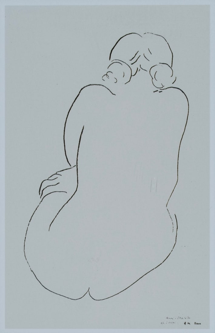 AFTER HENRI MATISSE: AFTER HENRI MATISSE Print after Matisse's 'Seated Nude', matted and framed. 6 3/4 x 4 1/4 in. (17.1 x 10.8 cm.), Frame: 14 3/4 x 12 1/4 in. (37.5 x 31.1 cm.) Ex Collection of Northland College,