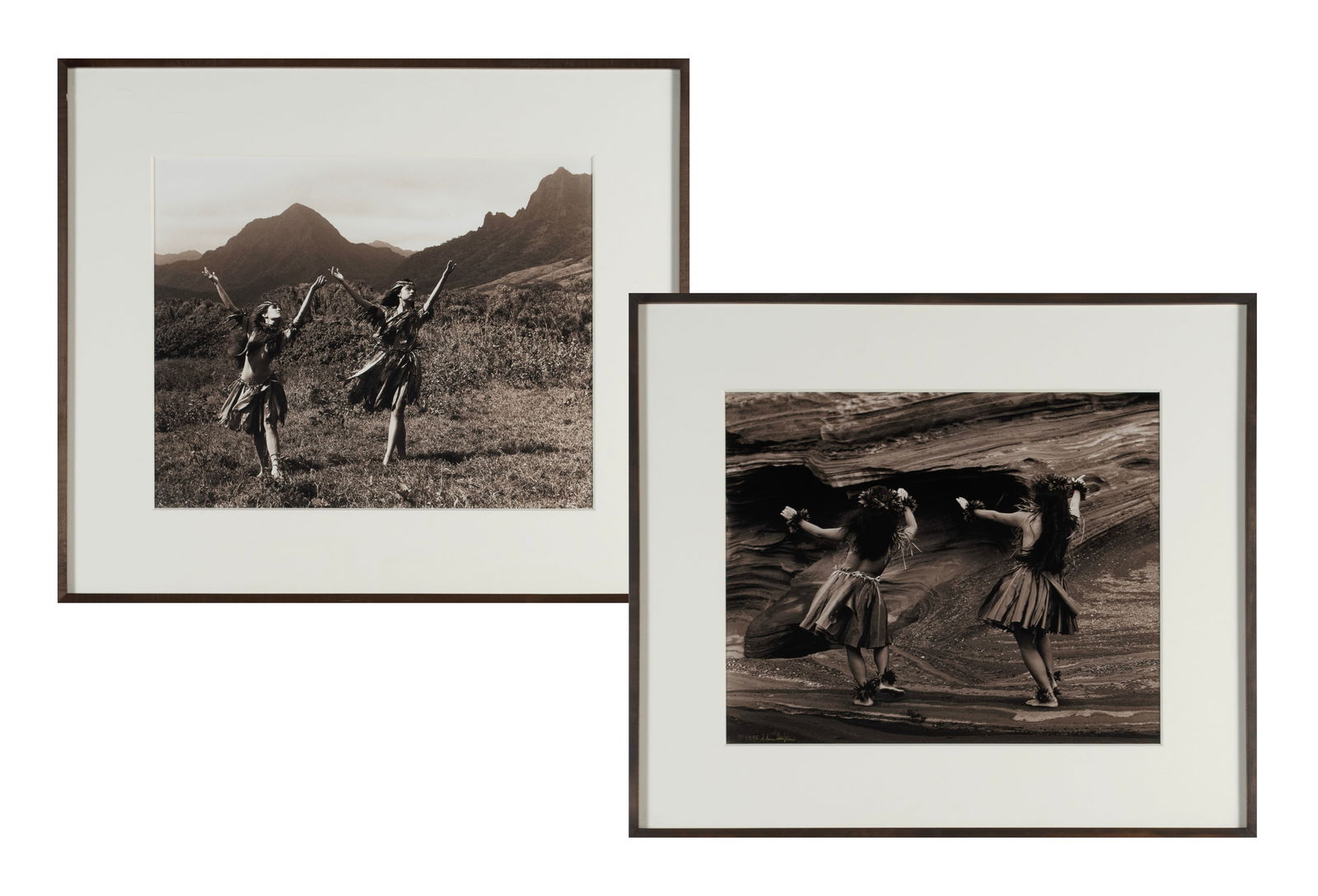 ALAN HOUGHTON (AMERICAN, 20TH C.): Alan Houghton American, 20th c. Hawaiian Dancers (two works) Photograph Both signed and dated 1995. Matted and framed. Sight: 15 3/4 x 19 1/2 in. (40 x 49.5 cm.), Frame: 24 1/4 x 28 1/4 in. (61.6 x