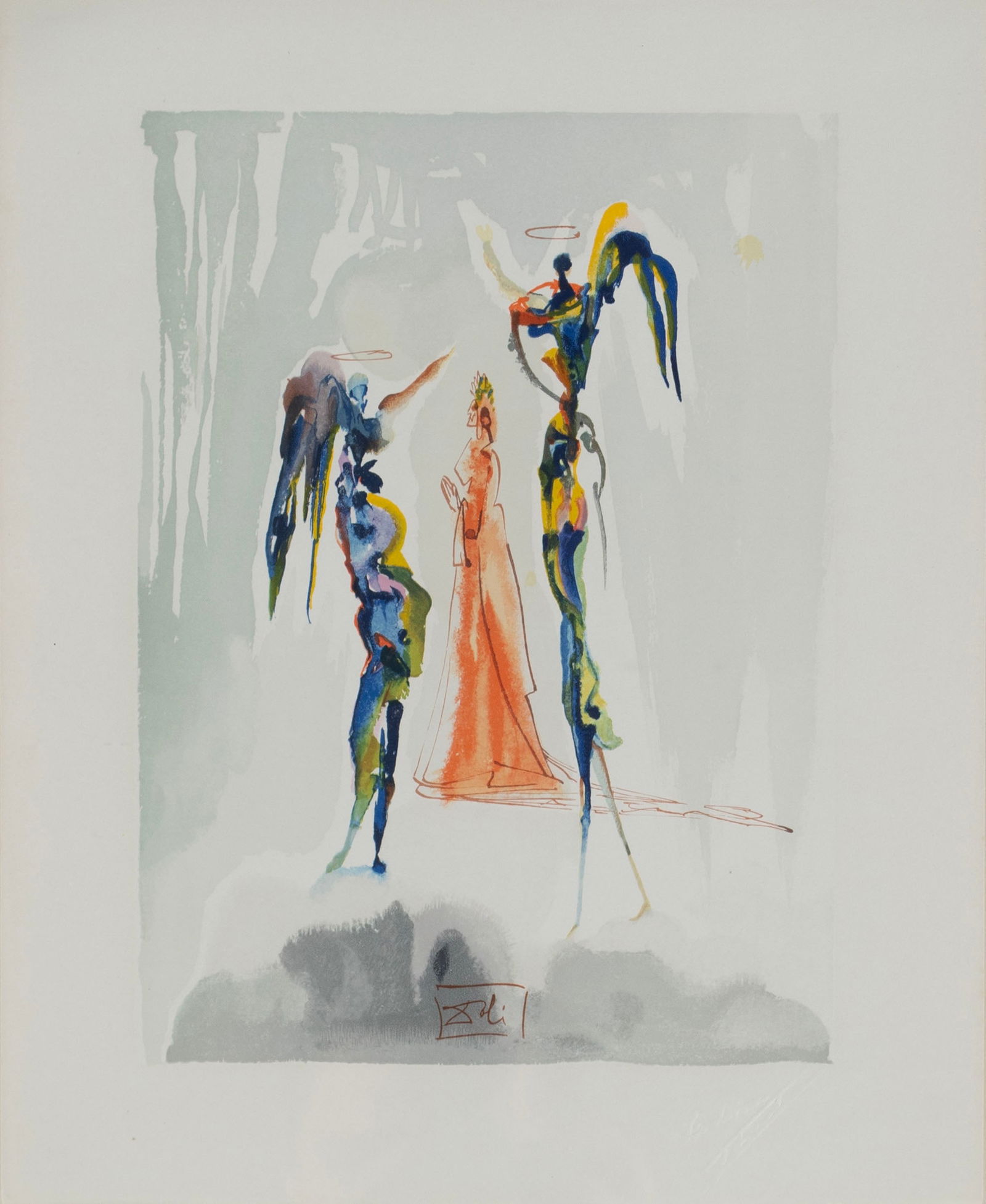 SALVADOR DALI (SPANISH, 1904-1989): Salvador Dali Spanish, 1904-1989 "Gloria Patri" Paradise Canto 27 Wood engraving on Rives paper After a watercolor from "Divine Comedy," signed in block. Published by Les Editions d'Art Les Heures