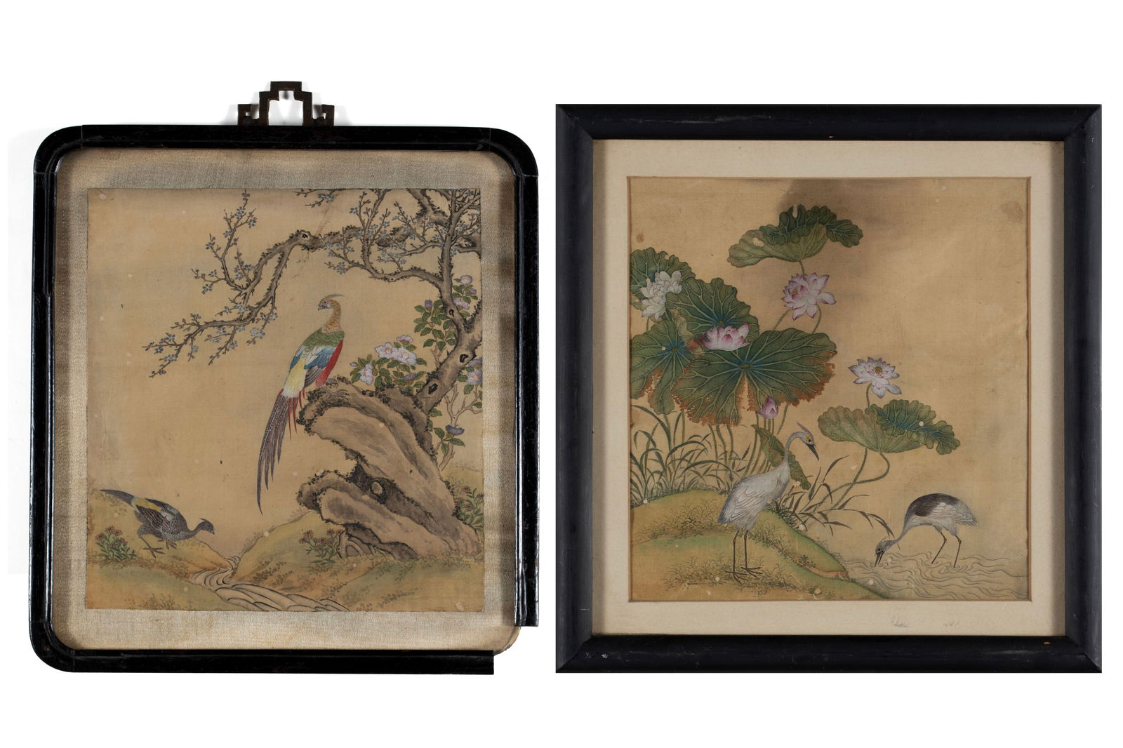 PAIR OF CHINESE BIRD PAINTINGS ON SILK (1 of 12)