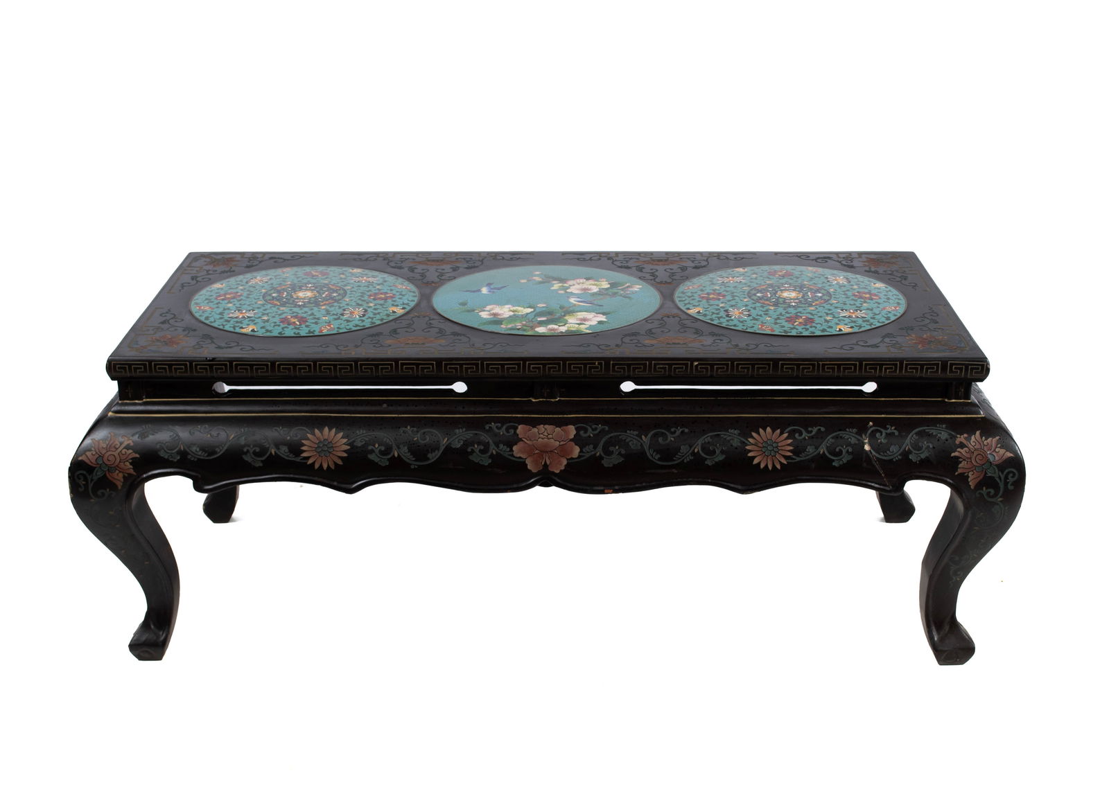 CHINESE COFFEE TABLE WITH CLOISONNE INSERTS (1 of 5)