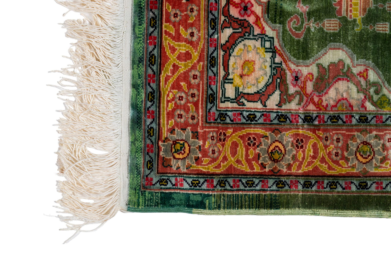 HEREKE SILK PRAYER MAT, SIGNED - 4