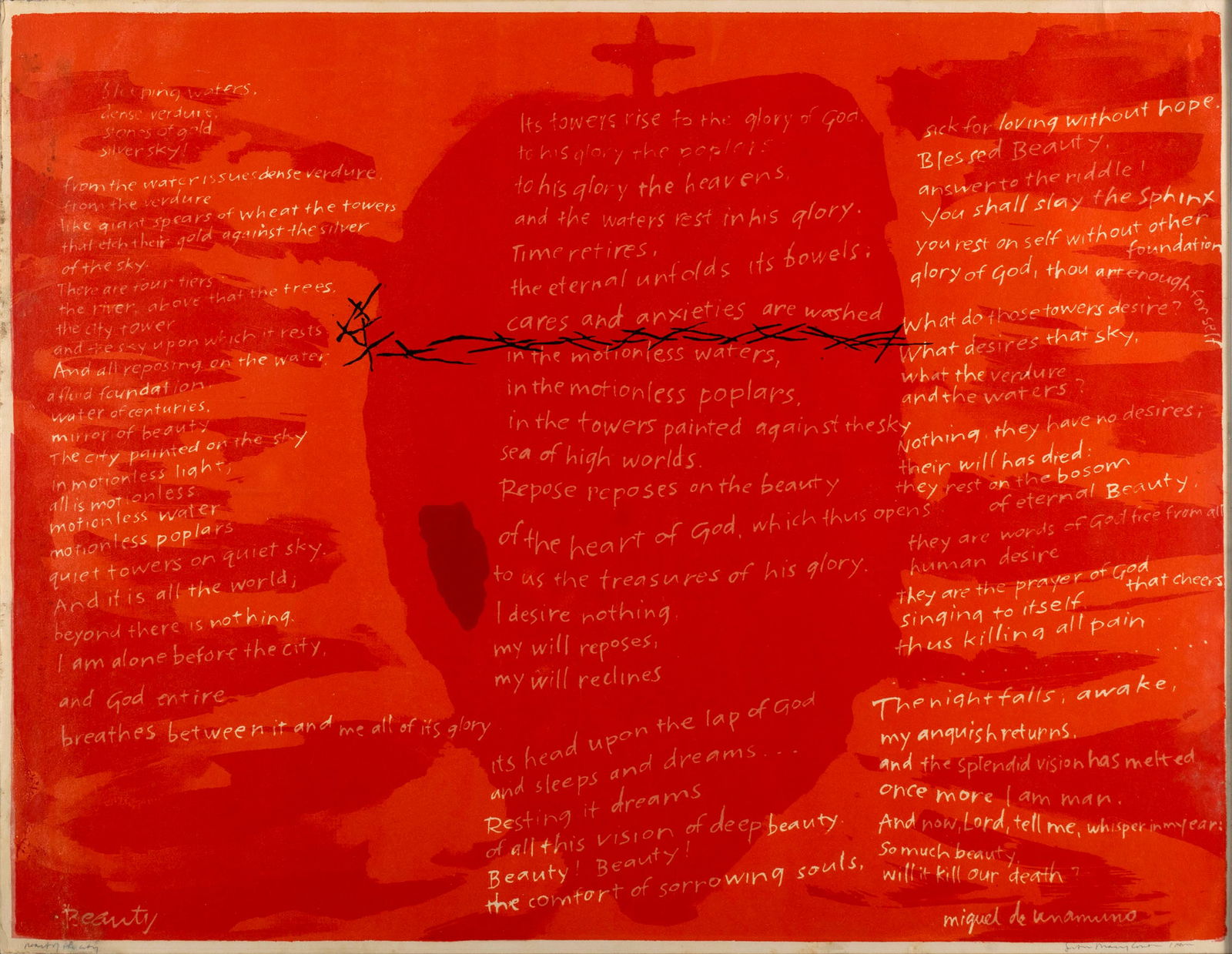 SISTER MARY CORITA KENT (AMERICAN, 1918-1986): Sister Mary Corita KentAmerican, 1918-1986Heart of the City, 1962SerigraphSigned in ink lower right and titled lower left. Framed. Archive ID 62-21.Corita was born Frances Elizabeth Kent, in Io