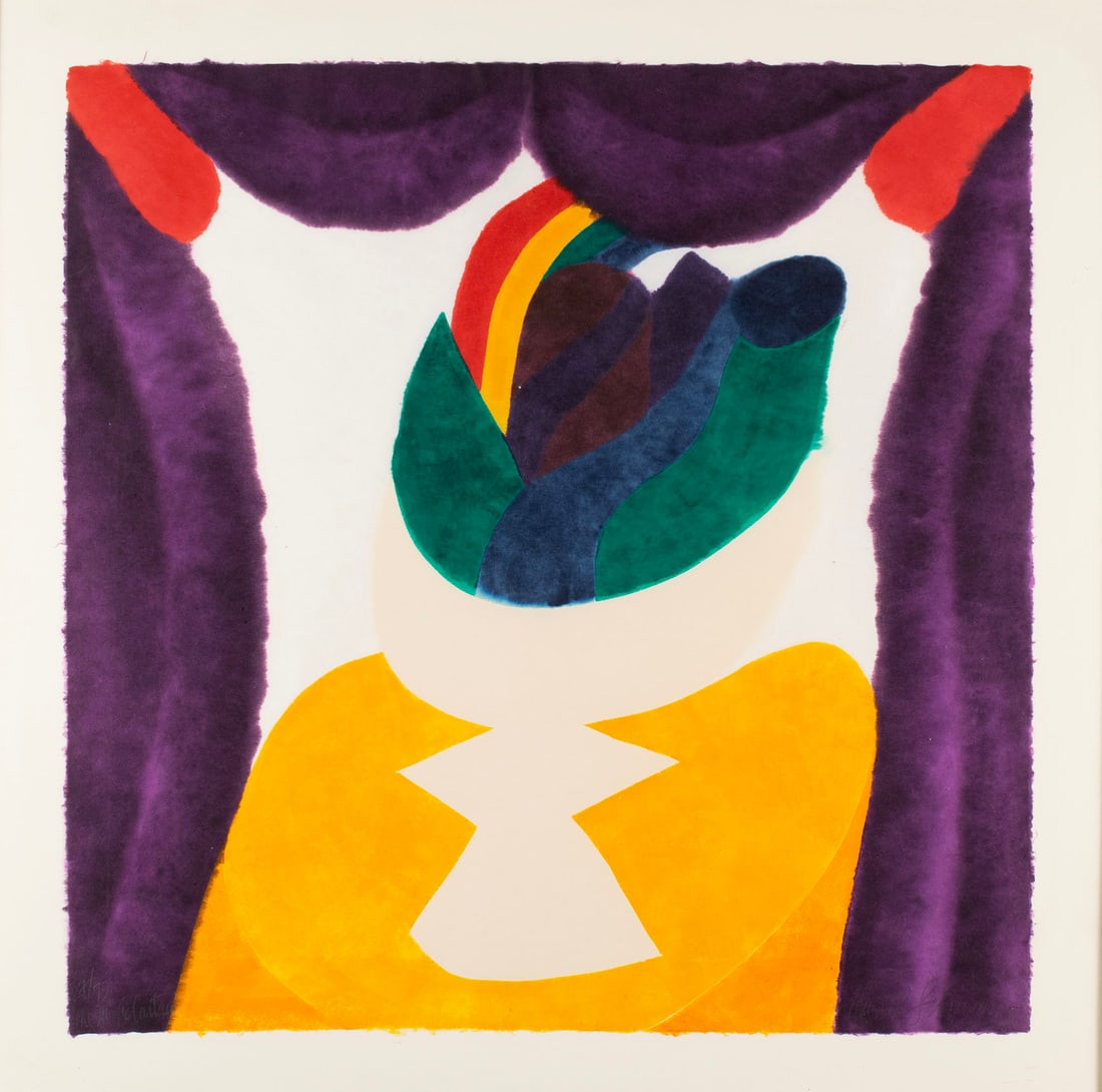 CAROL SUMMERS (AMERICAN, 1925-2016): Carol SummersAmerican, 1925-2016The Magic CurtainWoodcutSigned lower right, titled and numbered 27/75 lower left. Framed.Sheet: 30 x 30 in. (76.2 x 76.2 cm.), Frame: 36 1/4 x 36 1/4 in. (92.1 x 92.1