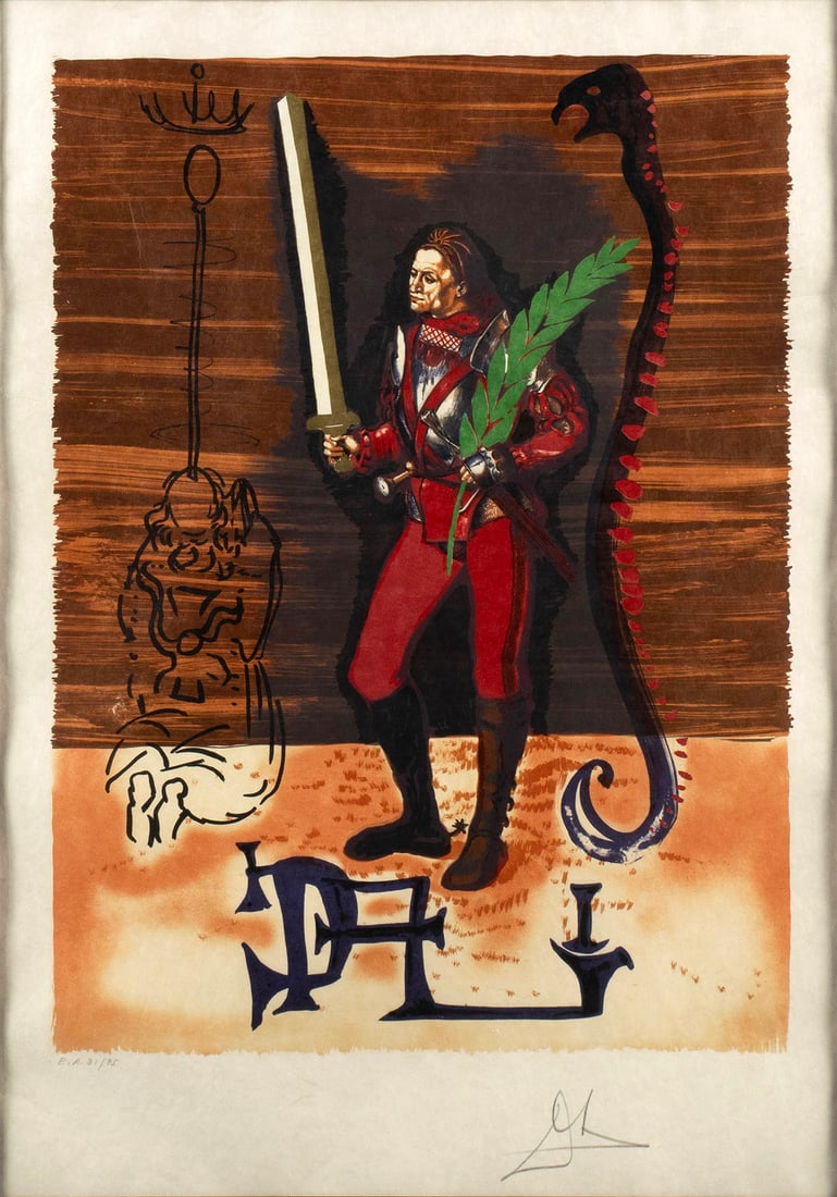 SALVADOR DALI (SPANISH, 1904-1989): Salvador Dali Spanish, 1904-1989 Christopher Columbus Lithograph Signed in pencil lower right, editioned E.A. 31/95 lower left. Matted and framed. 28 x 20 in. (71.1 x 50.8 cm.), Frame: 46 x 37 1/2