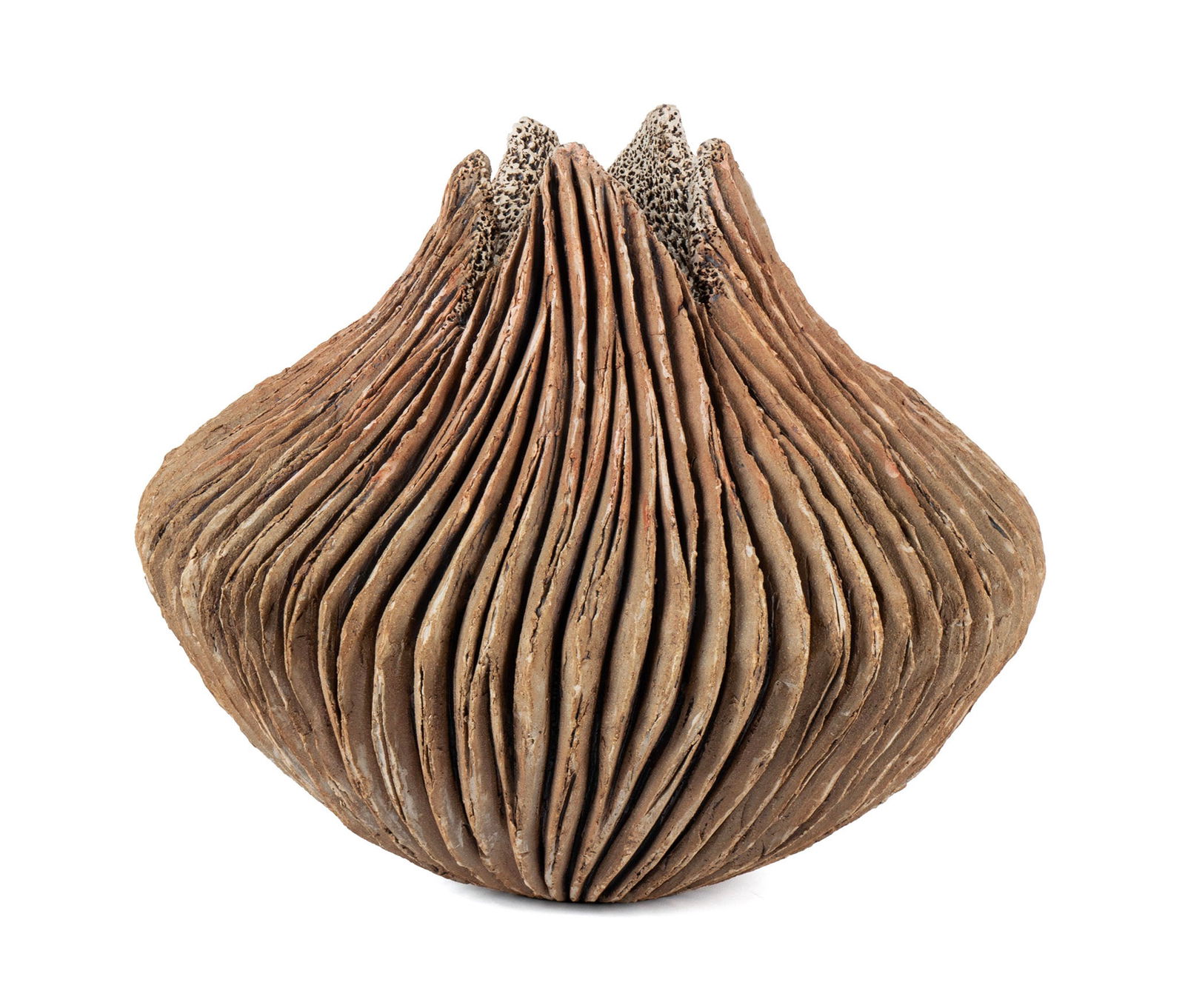 ANNE GOLDMAN (AMERICAN, 20TH C.): Anne Goldman American, 20th c. Volcano Series Vessel Stoneware Signed to underside. 12 x 14 in. (30.5 x 35.6 cm.) Collection of Northland College, Ashland, WI
