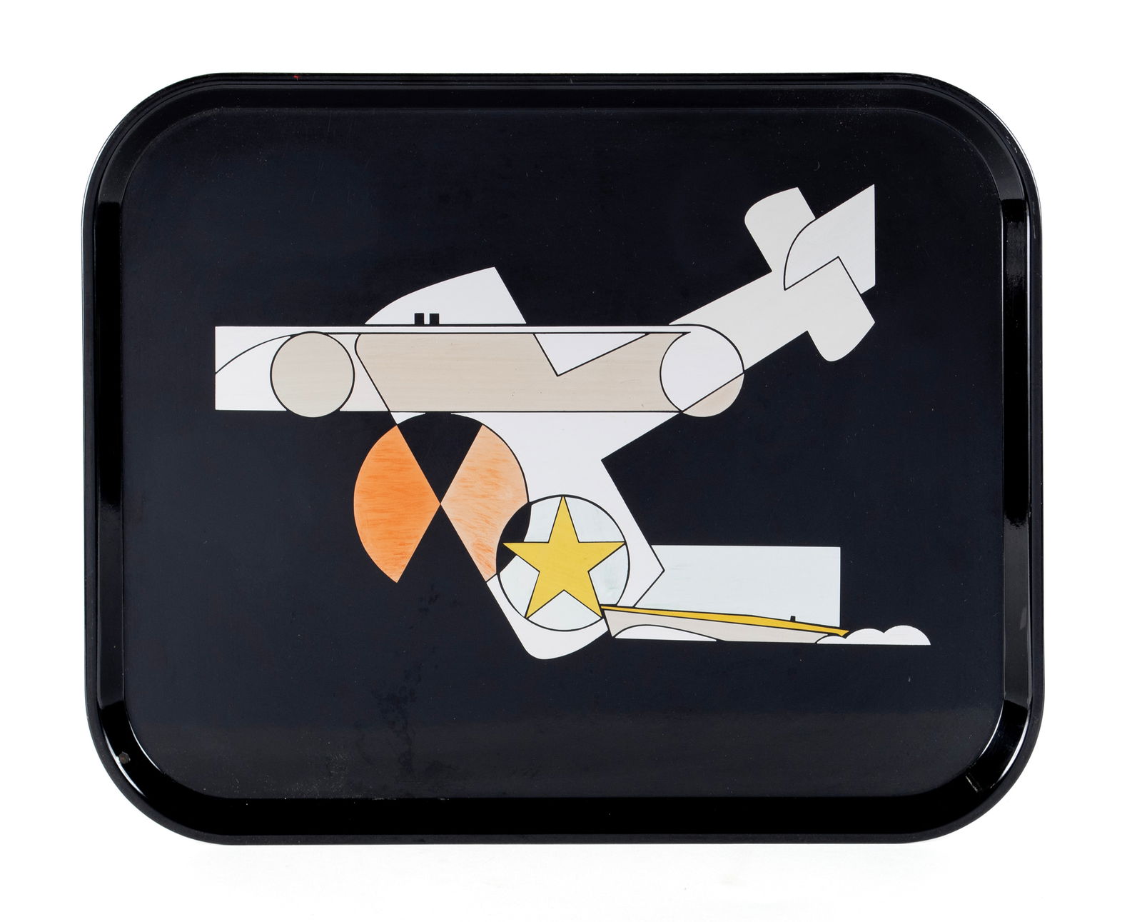 COCKTAIL TRAY BY GEORGE SWITZER FOR WESTINGHOUSE: COCKTAIL TRAY BY GEORGE SWITZER FOR WESTINGHOUSE American, circa 1930s, inlaid Micarta. Art Deco tray marked on bottom 13 3/4 x 17 3/4 in. (34.9 x 45.1 cm.)