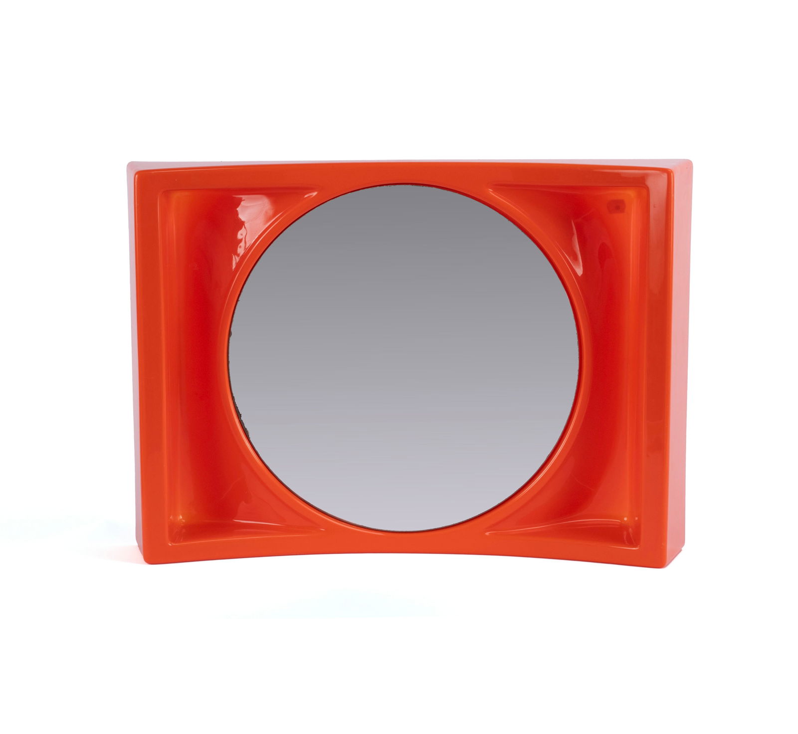 VISIVA SRL SPACE AGE MIRROR: VISIVA SRL SPACE AGE MIRROR Italian, circa 1970s. Mirror with a curved plastic frame, label to back. 18 x 25 1/4 in. (45.7 x 64.1 cm.)