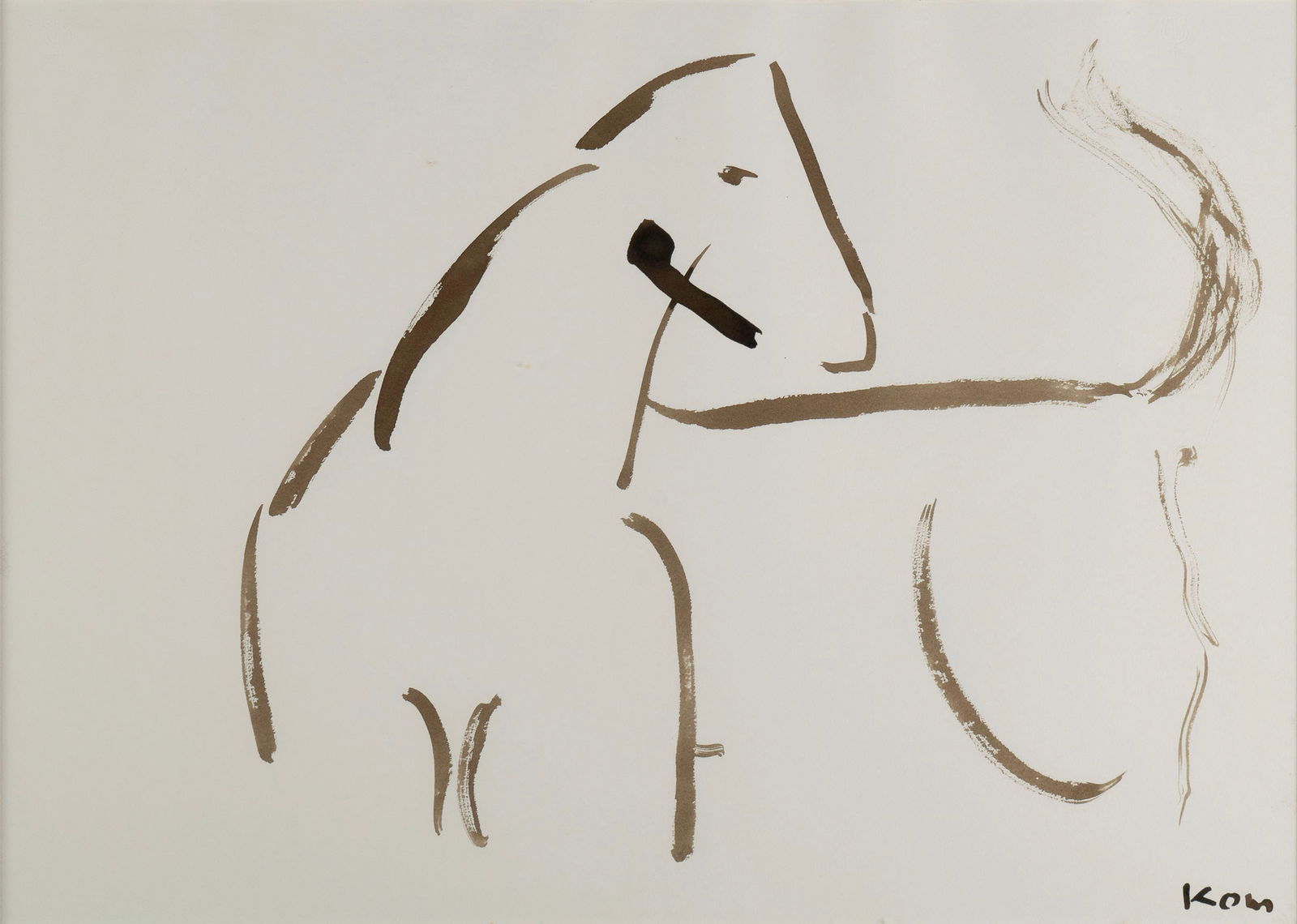 BILL (WILLIAM) KOMODORE (AMERICAN, 1932-2012): Bill (William) KomodoreAmerican, 1932-2012HorseInk and brush drawingSigned lower right. Drawing of a horse, framed.19 3/4 x 27 1/2 in. (50.2 x 69.9 cm.), Frame: 25 1/2 x 33 in. (64.8 x 83.8 cm.)