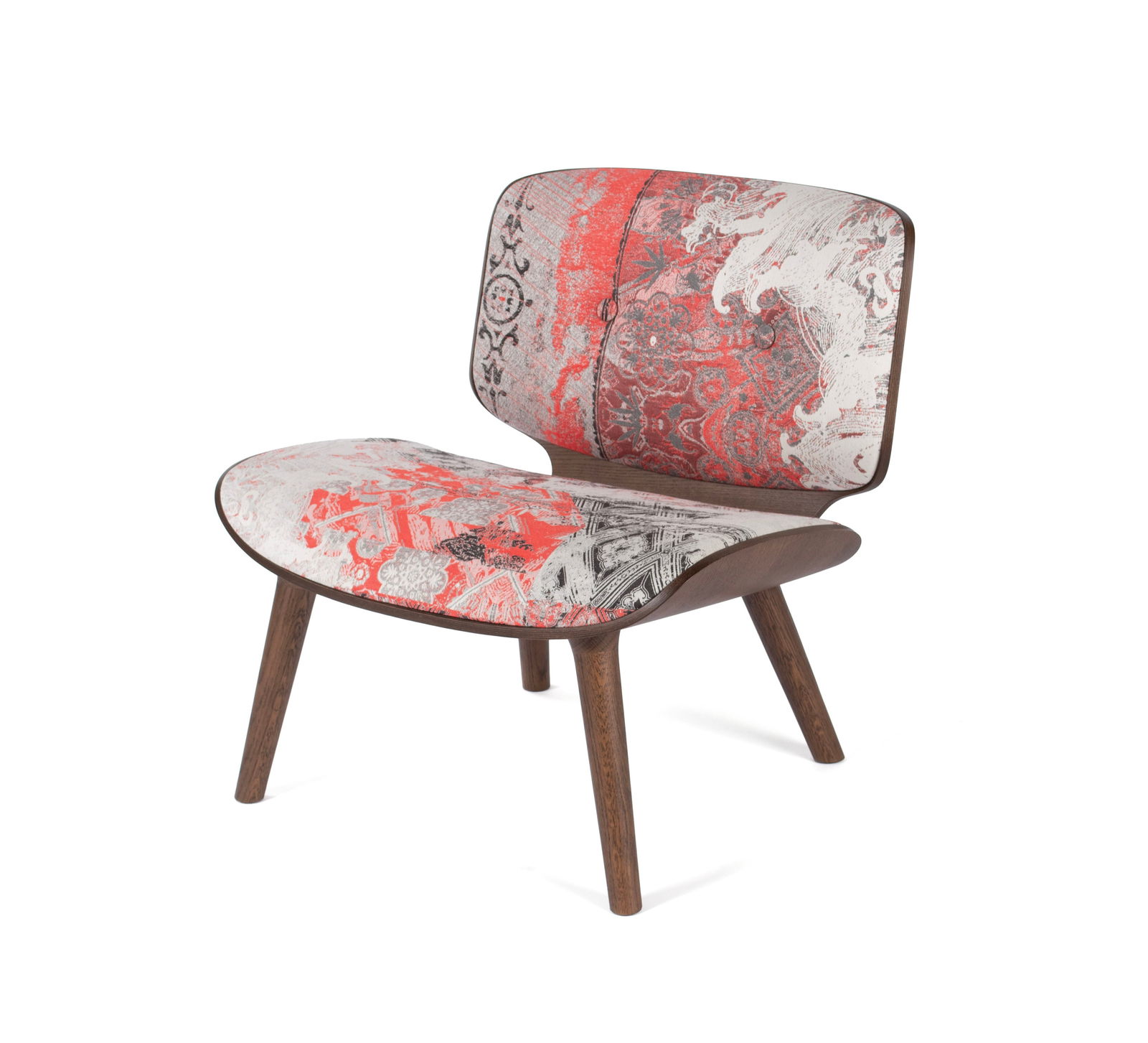 MARCEL WANDERS FOR MOOOI 'NUT' LOUNGE CHAIR: MARCEL WANDERS FOR MOOOI 'NUT' LOUNGE CHAIR Dutch, designed 2013. Upholstered bentwood chair with oak veneer, marked on underside. 27 x 28 x 28 in. (68.6 x 71.1 x 71.1 cm.), Seat height: 15 in. (38.1