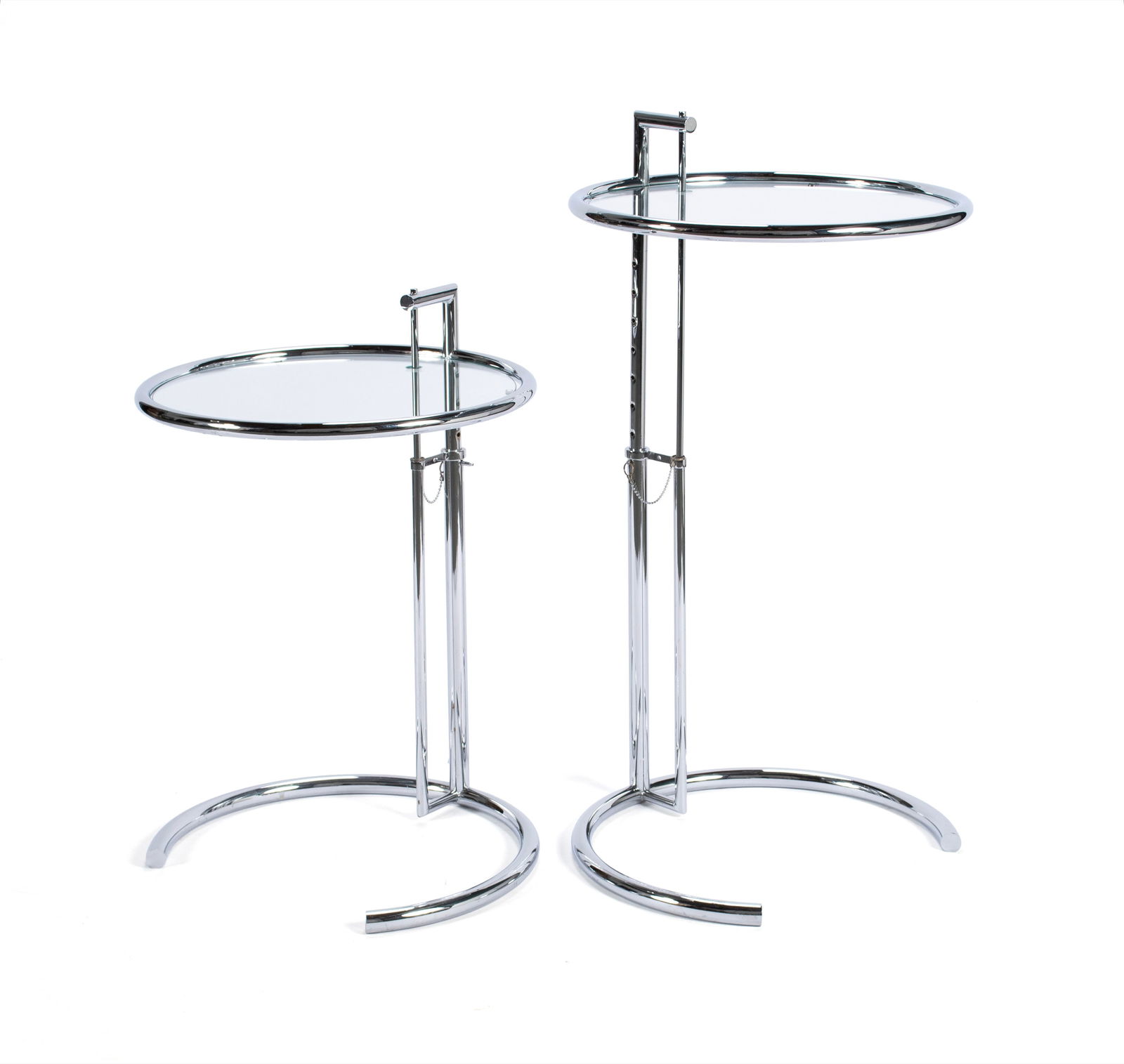 PAIR OF EILEEN GRAY E 1027 STYLE ADJUSTABLE TABLES (1 of 6)