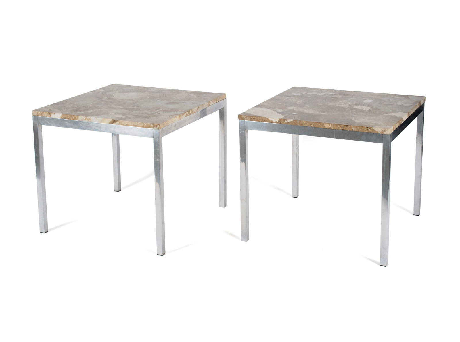 PAIR OF MCM MARBLE TOP END TABLES (1 of 5)