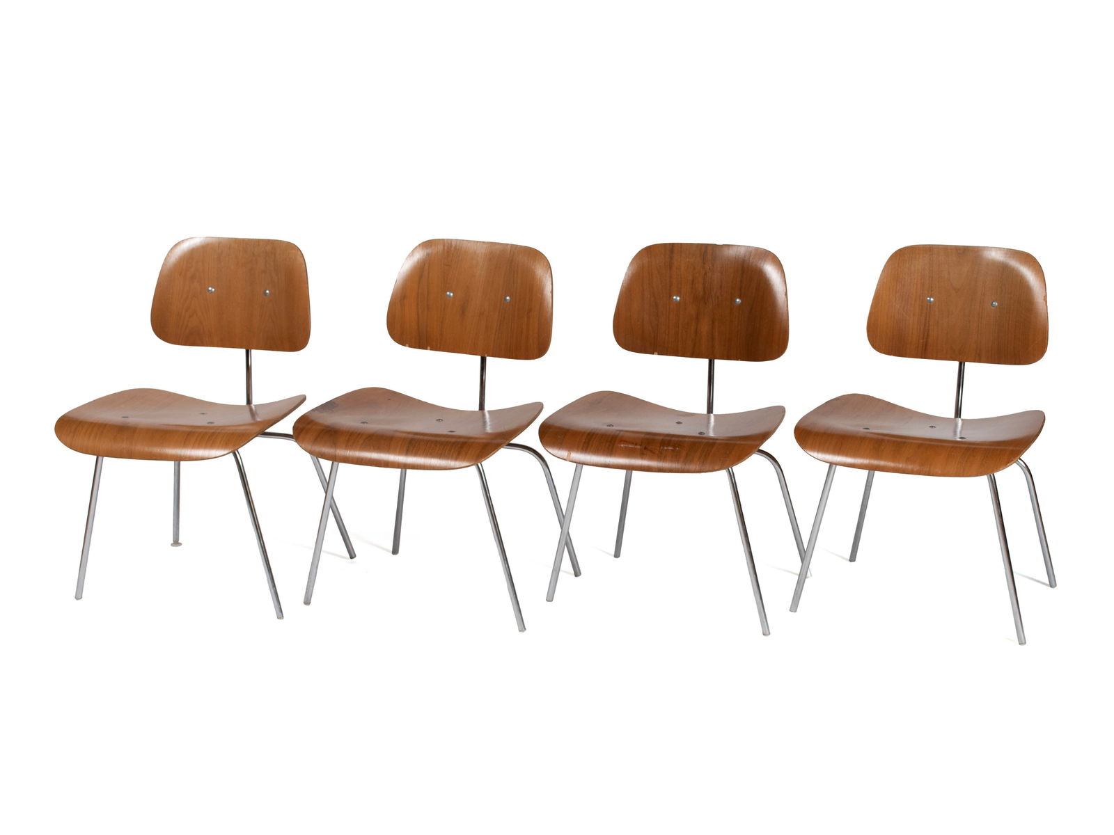SET OF FOUR CHARLES EAMES FOR HERMAN MILLER 'DCM' CHAIRS (1 of 8)