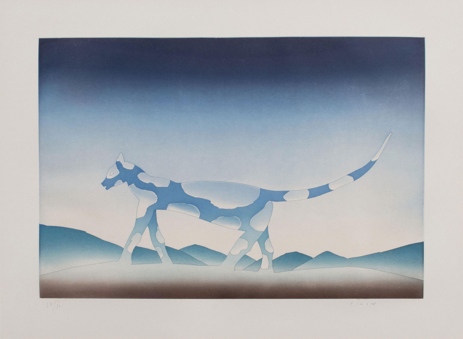 JEAN MICHEL FOLON (BELGIAN, 1934-2005): Jean Michel Folon Belgian, 1934-2005 The Cat Etching Signed in pencil lower right and numbered 37/90 lower left. Unframed. Plate: 13 1/8 x 19 1/2 in. (33.3 x 49.5 cm.), Sheet: 22 1/4 x 30 in. (56.5 x