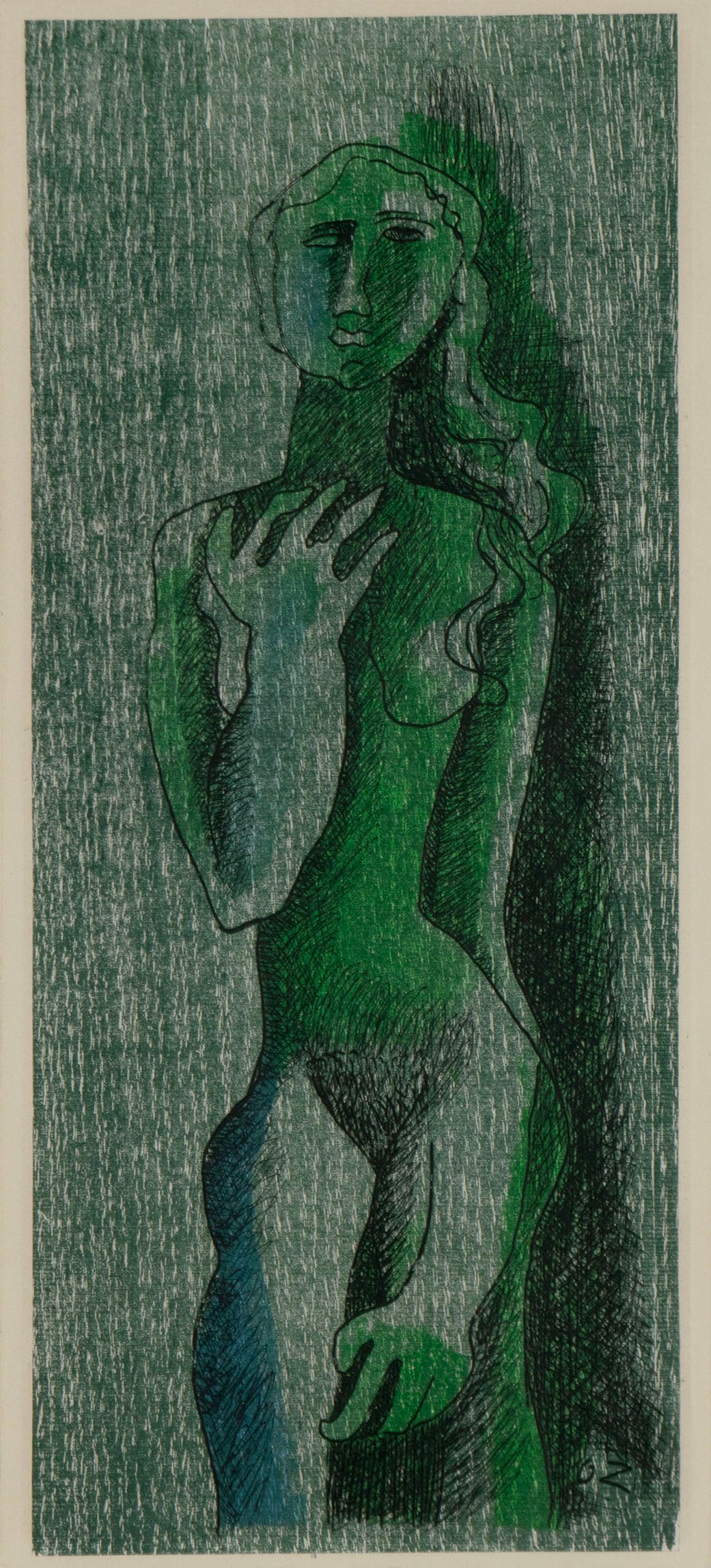 OSSIP ZADKINE (RUSSIAN-FRENCH, 1888-1967): Ossip Zadkine Russian-French, 1888-1967 Etching Signed in plate lower right. Framed. Impression: 16 5/8 x 7 1/2 in. (42.2 x 19.1 cm.), Frame: 29 x 18 1/4 in. (73.7 x 46.4 cm.)