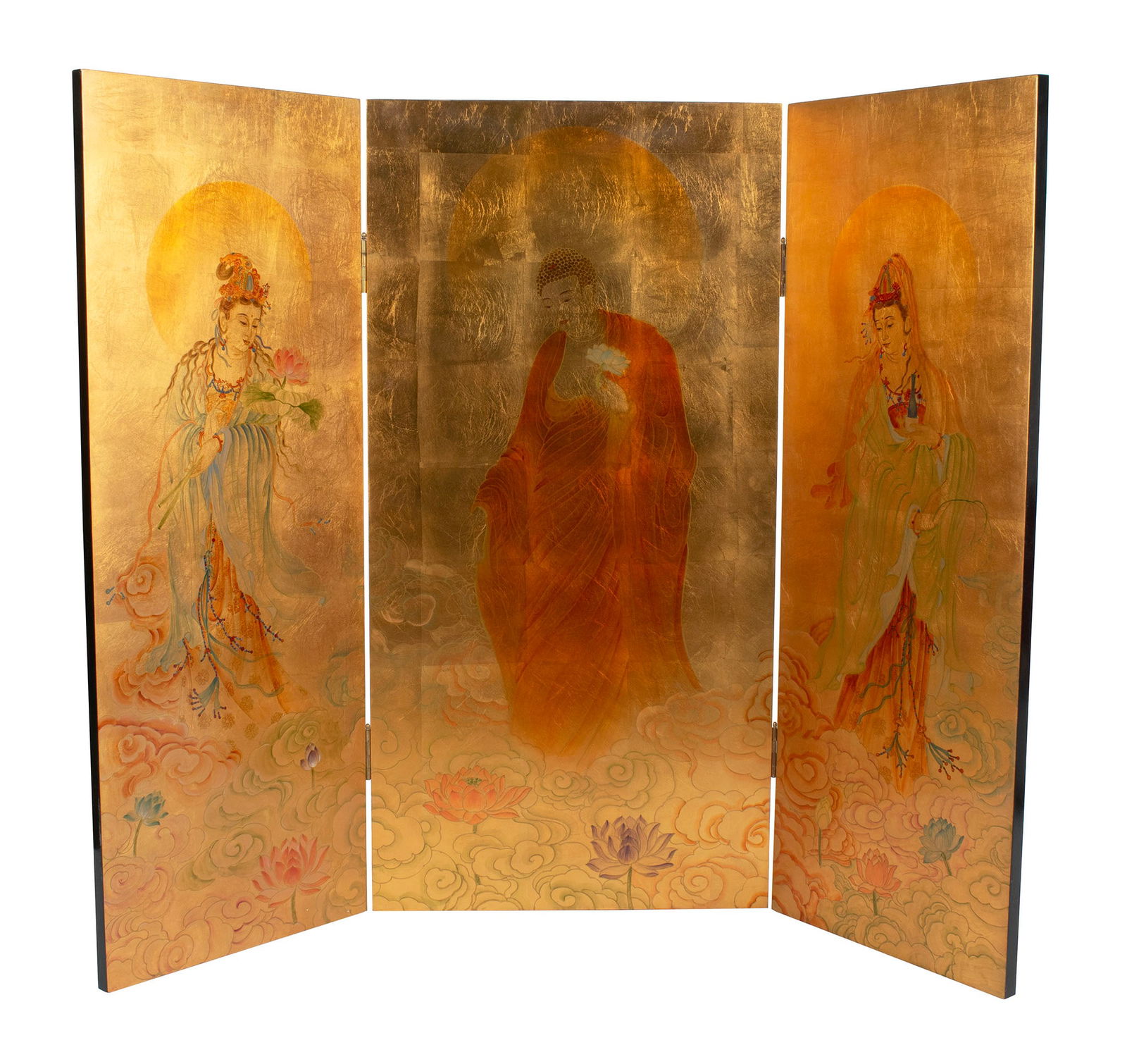 TWO THREE-PANEL ROOM SCREENS - 2