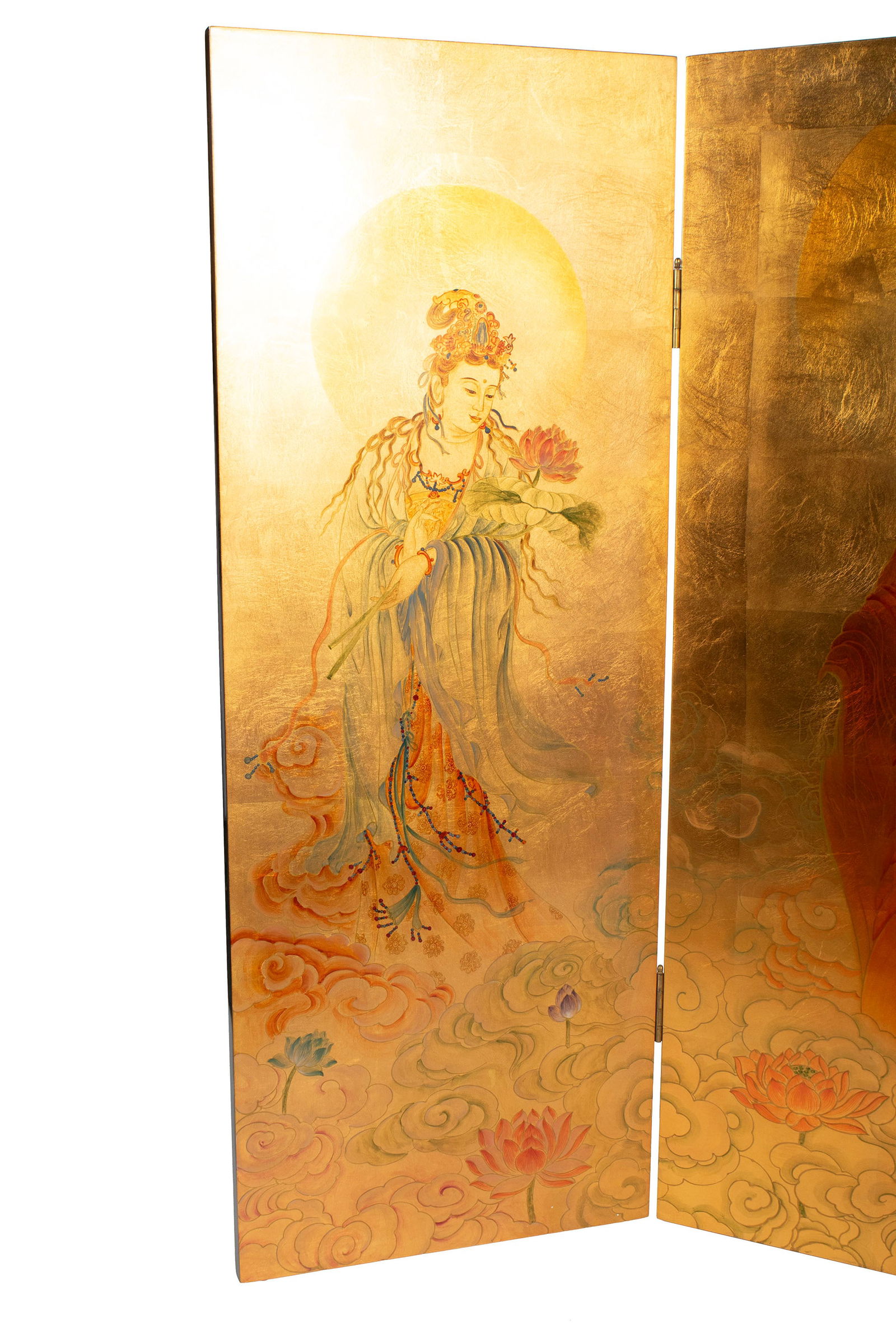 TWO THREE-PANEL ROOM SCREENS - 3