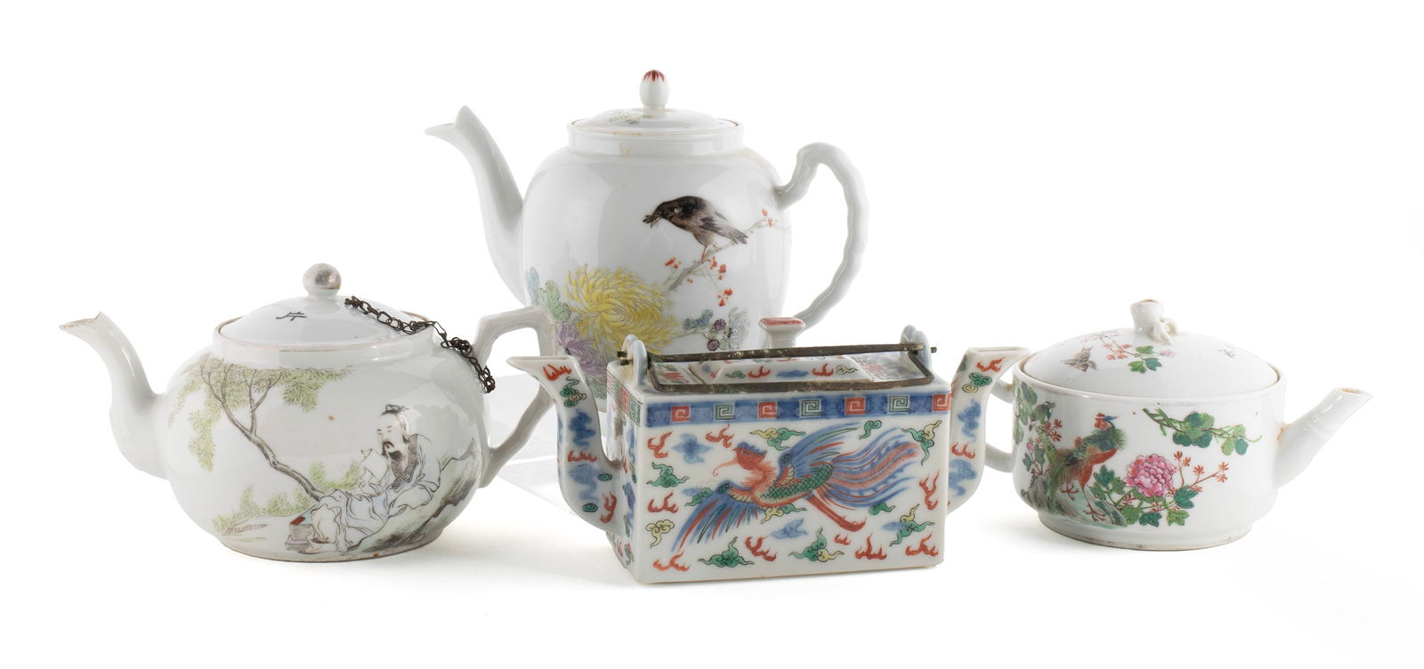 FOUR CHINESE PORCELAIN TEAPOTS (1 of 12)