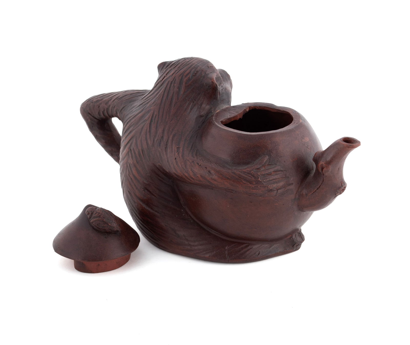THREE YIXING FIGURAL TEAPOTS - 12