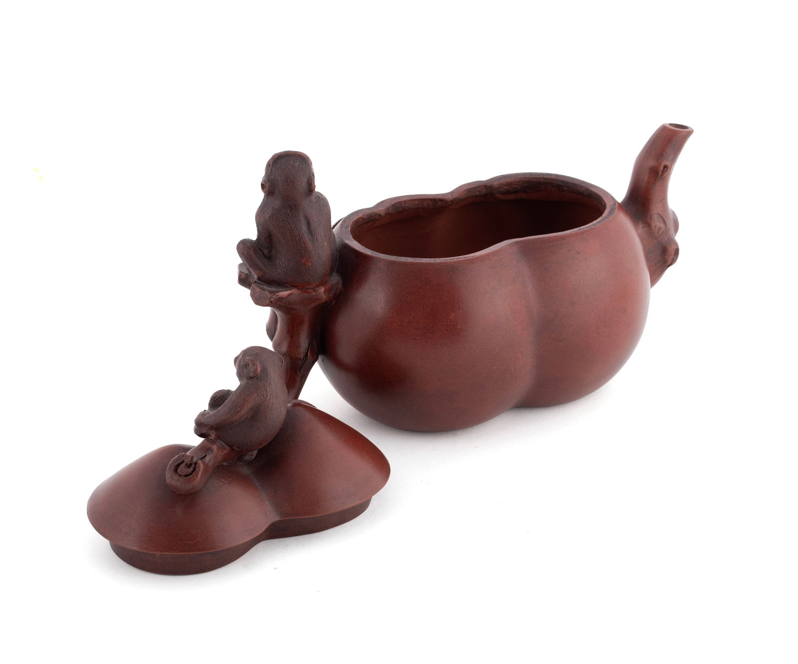THREE YIXING FIGURAL TEAPOTS - 3