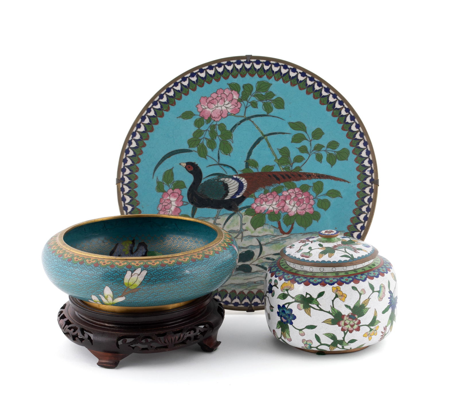 THREE CLOISONNE ITEMS