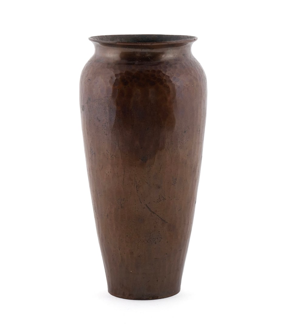 ROYCROFT VASE: ROYCROFT VASEAmerican, circa 1909-1920, signed. Hammered copper finish to the flaring form.5.70 in. (14.5 cm.)