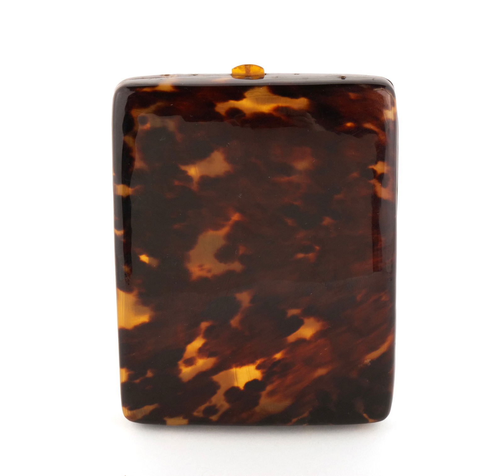 TORTOISE CIGARETTE CASE: TORTOISE CIGARETTE CASE English, circa 1900. Tortoise with brass hardware. 3/4 x 3 1/2 x 4 1/2 in. (1.9 x 8.9 x 11.4 cm.)