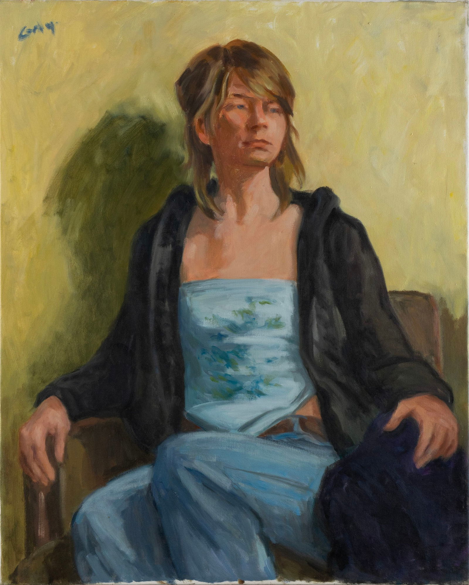 VIRGINIA 'TITO' GAY (AMERICAN, 1932-2024): Virginia 'Tito' GayAmerican, 1932-2024Richard's Daughteroil on canvasSigned upper left. Portrait of a woman in a shag haircut, unframed.Tito attended Washington University where she studied painting u