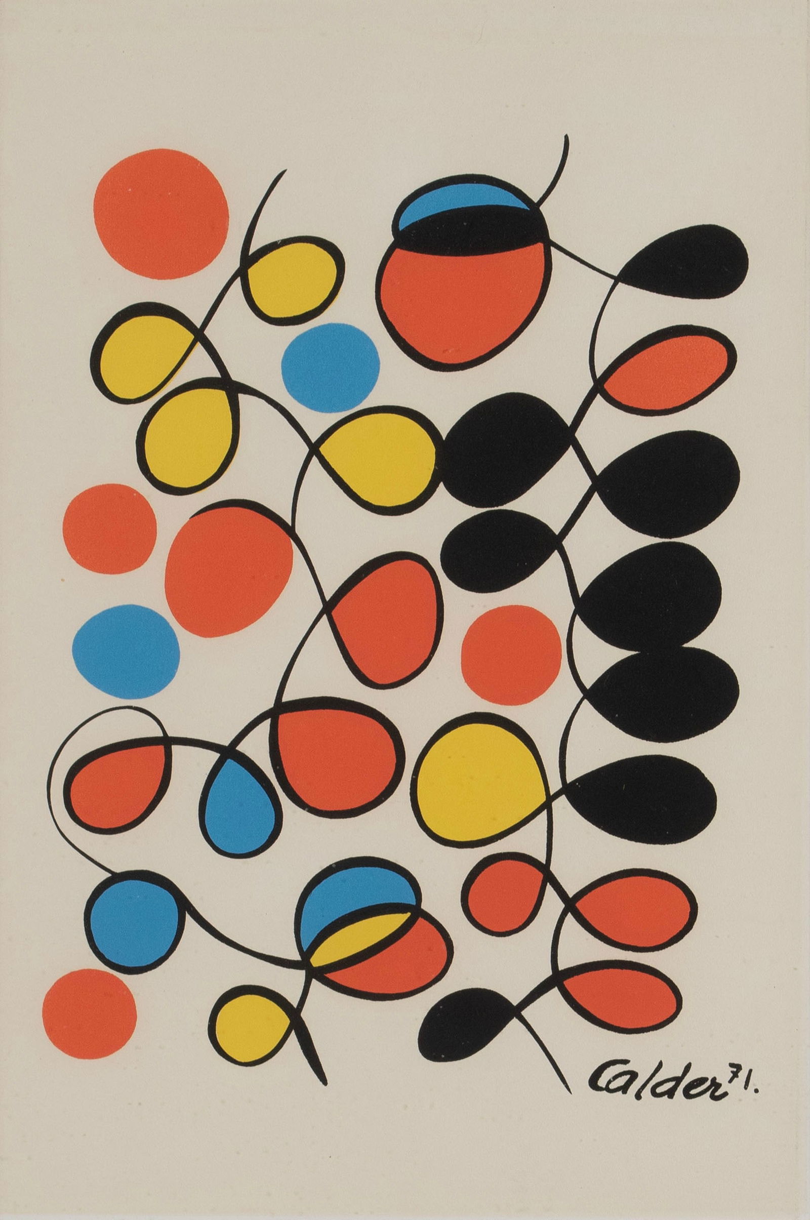 AFTER CALDER, 'VENUSIENNES': AFTER CALDER, 'VENUSIENNES'Lithograph, signed and dated 71 in plate. Matted and framed.Sight: 11 1/2 x 7 1/2 in. (29.2 x 19.1 cm.), Frame: 16 1/4 x 12 1/4 in. (41.3 x 31.1 cm.)