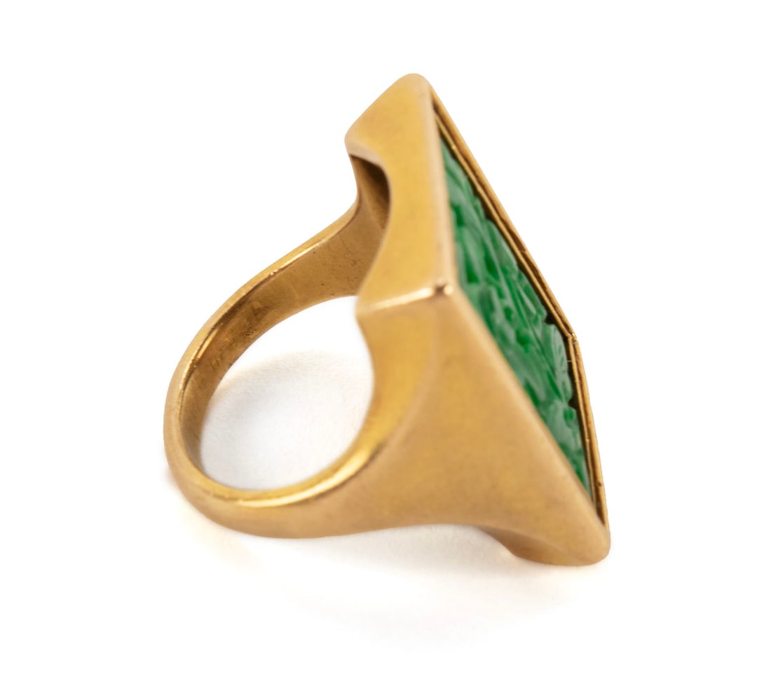 GOLD AND JADE RING - 7
